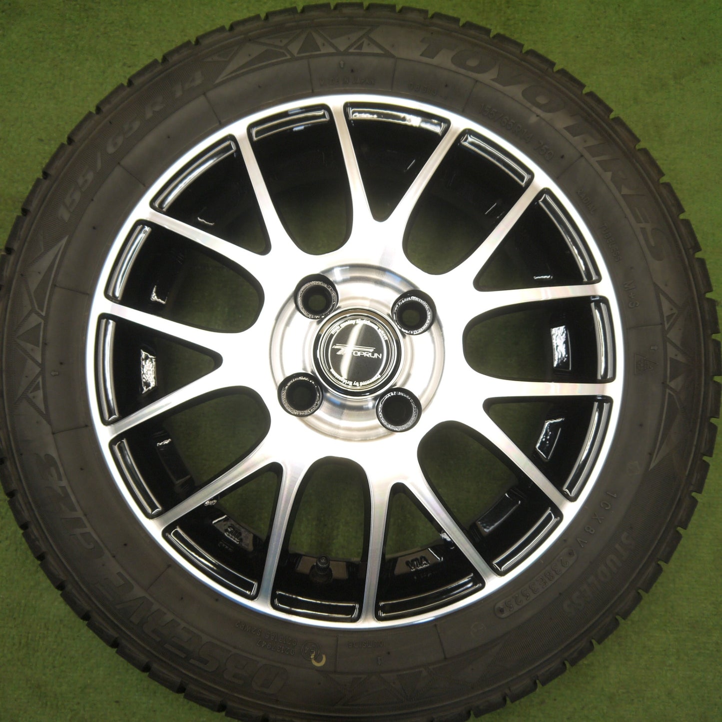 バリ溝！25年！キレイ！ほぼ10分◎スタッドレス 155/65R14 トーヨー オブザーブ GIZ3 TOPRUN トップラン 14インチ PCD100/4H◎6070103Hス