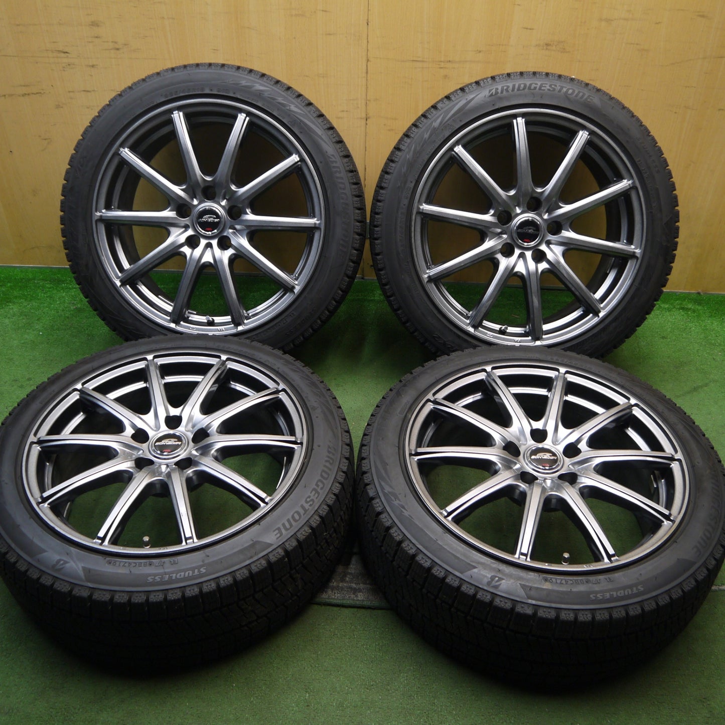 バリ溝！キレイ！9.5分★スタッドレス 225/45R18 ブリヂストン ブリザック VRX2 SCHNEIDER MiD シュナイダー 18インチ PCD114.3/5H★5100106Hス