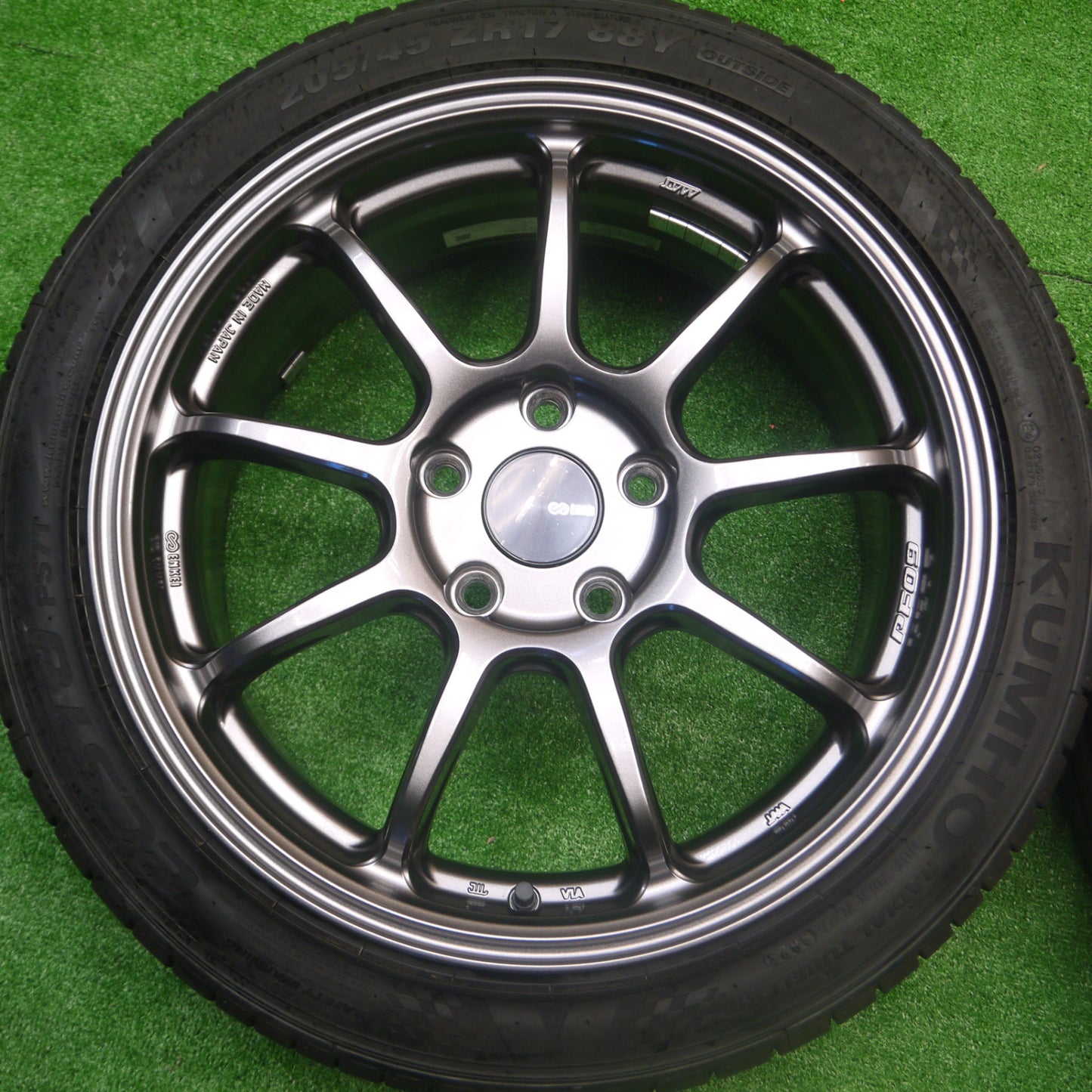 *送料無料* バリ溝！23年！キレイ！ほぼ10分★ENKEI PF09 205/45R17 クムホ エクスタ PS71 17インチ エンケイ PCD114.3/5H★4082102Hノ