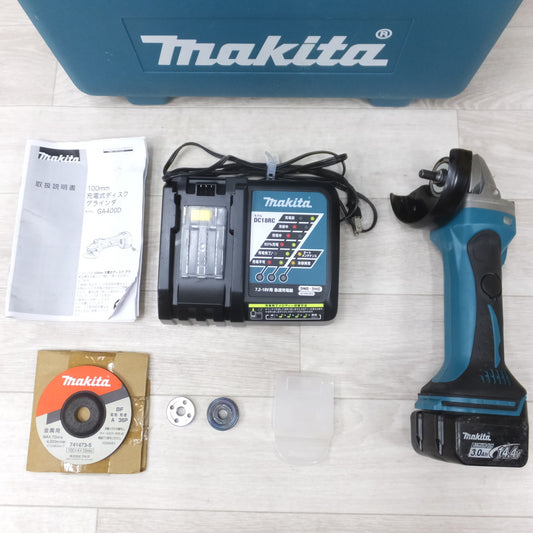 [送料無料] ◆マキタ 充電式 100mm ディスク グラインダ GA400D 14.4v バッテリー 充電器 ケース付き 電動 工具◆