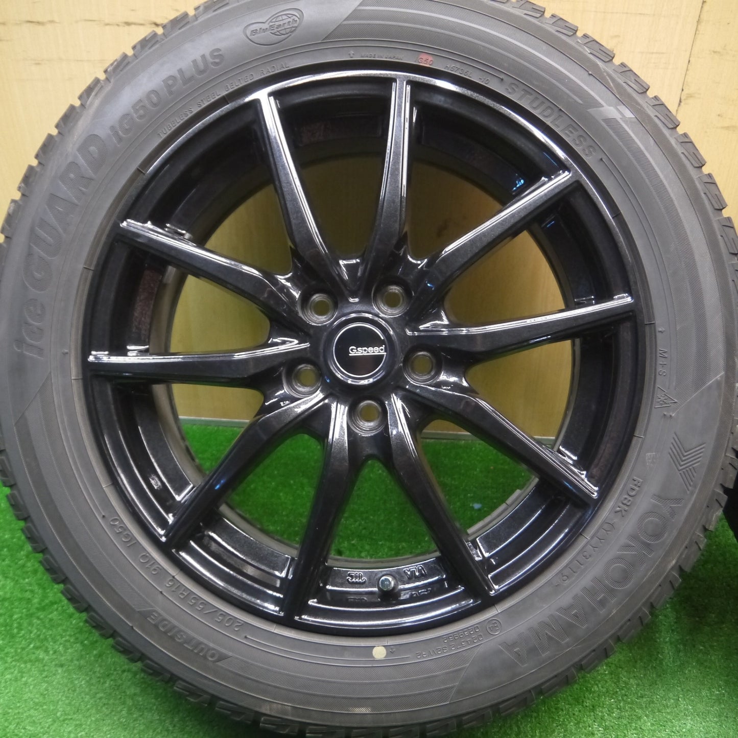 [送料無料] バリ溝！キレイ！8.5分★インプレッサ等 205/55R16 スタッドレス ヨコハマ アイスガード iG50 プラス G.speed Gスピード 16インチ PCD100/5H★4111305Hス