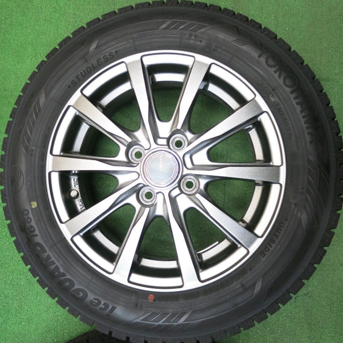 超バリ溝！22年！キレイ！ほぼ10分★スタッドレス 165/70R14 ヨコハマ アイスガード iG60 GRASS グラス 14インチ PCD100/4H★6010304HAス