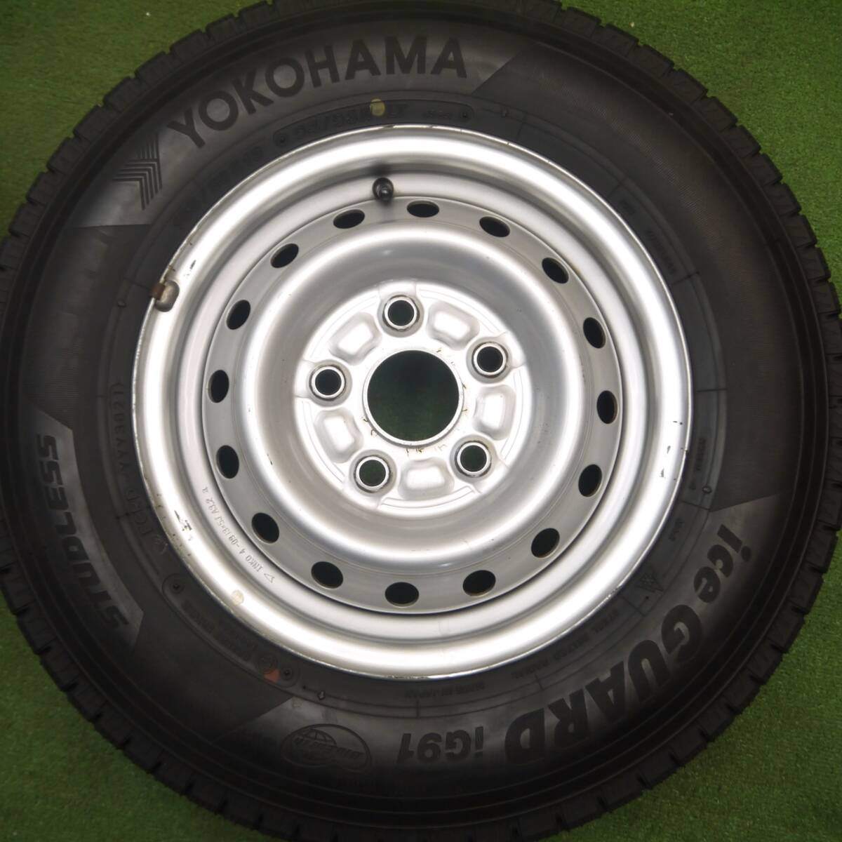 タイヤほぼ未使用！21年★ダイハツ ライトエース タウンエース 等 純正 スチール 165/80R13 94/93N スタッドレス ヨコハマ アイスガード iG91 13インチ PCD114.3/5H★5022512Hス