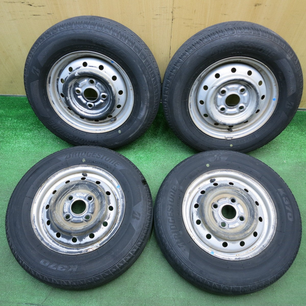 4本価格！23年★145/80R12 80/78N ブリヂストン K370 スチール ホイール 12インチ PCD100/4H★6022305HAノ