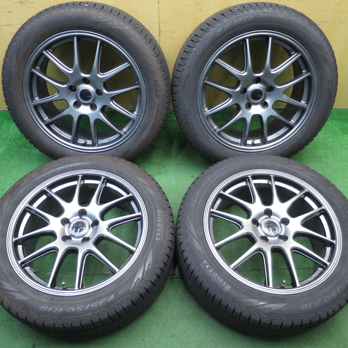 バリ溝！22年！キレイ！9分★スタッドレス 235/50R18 ピレリ アイスゼロ アシンメトリコ ZACK JP-205 MONZA ザック 18インチ PCD114.3/5H★5052502NJス