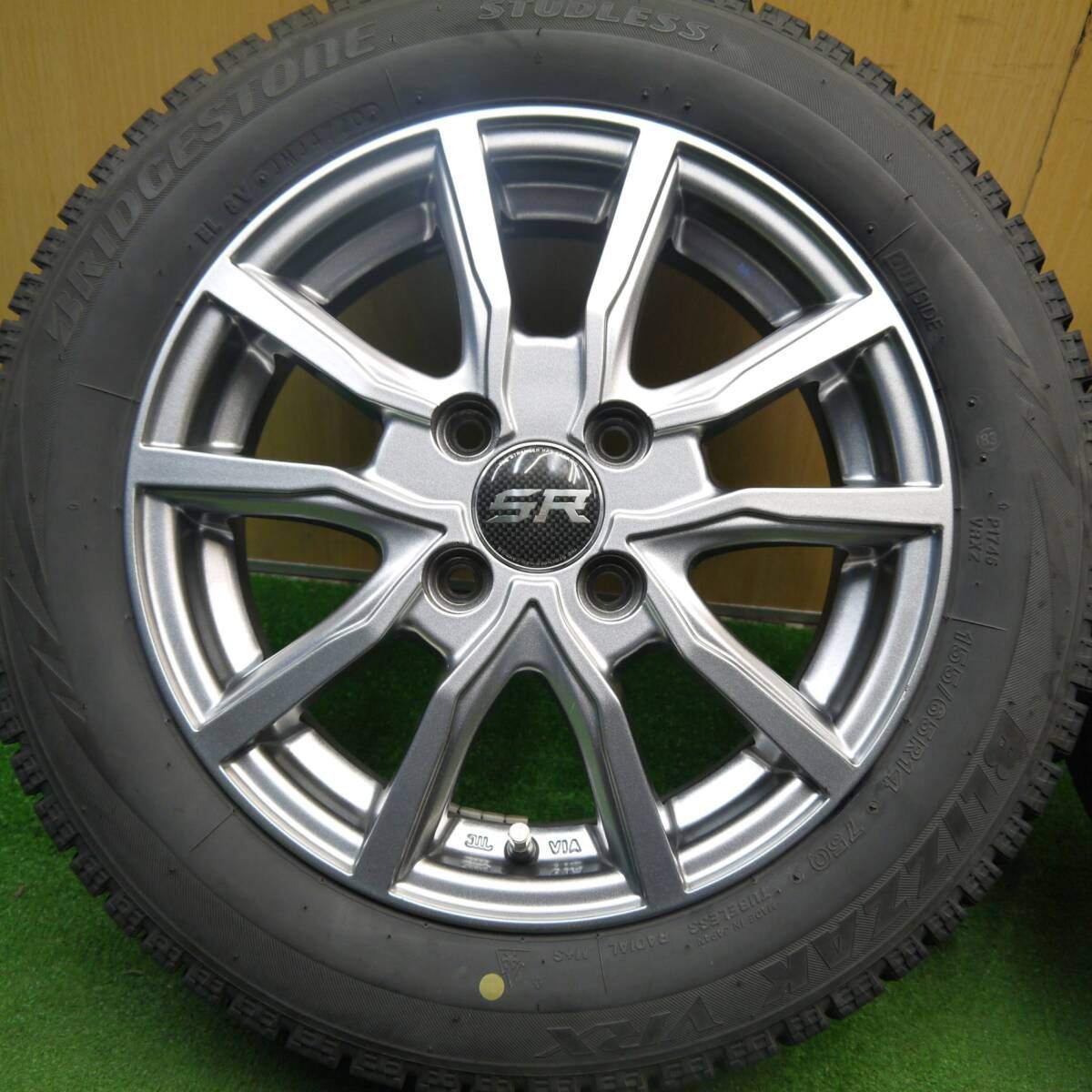 バリ溝！キレイ！8.5分★スタッドレス 155/65R14 ブリヂストン ブリザック VRX STRANGER ストレンジャー 14インチ PCD100/4H★5032804Hス