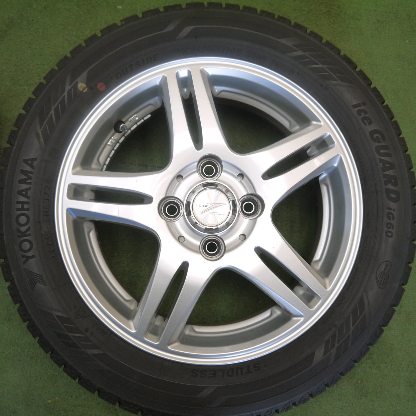 バリ溝！24年！キレイ！9.5分◎スタッドレス 155/65R14 ヨコハマ アイスガード iG60 FEINE 社外 アルミ 14インチ PCD100/4H◎6062302Hス
