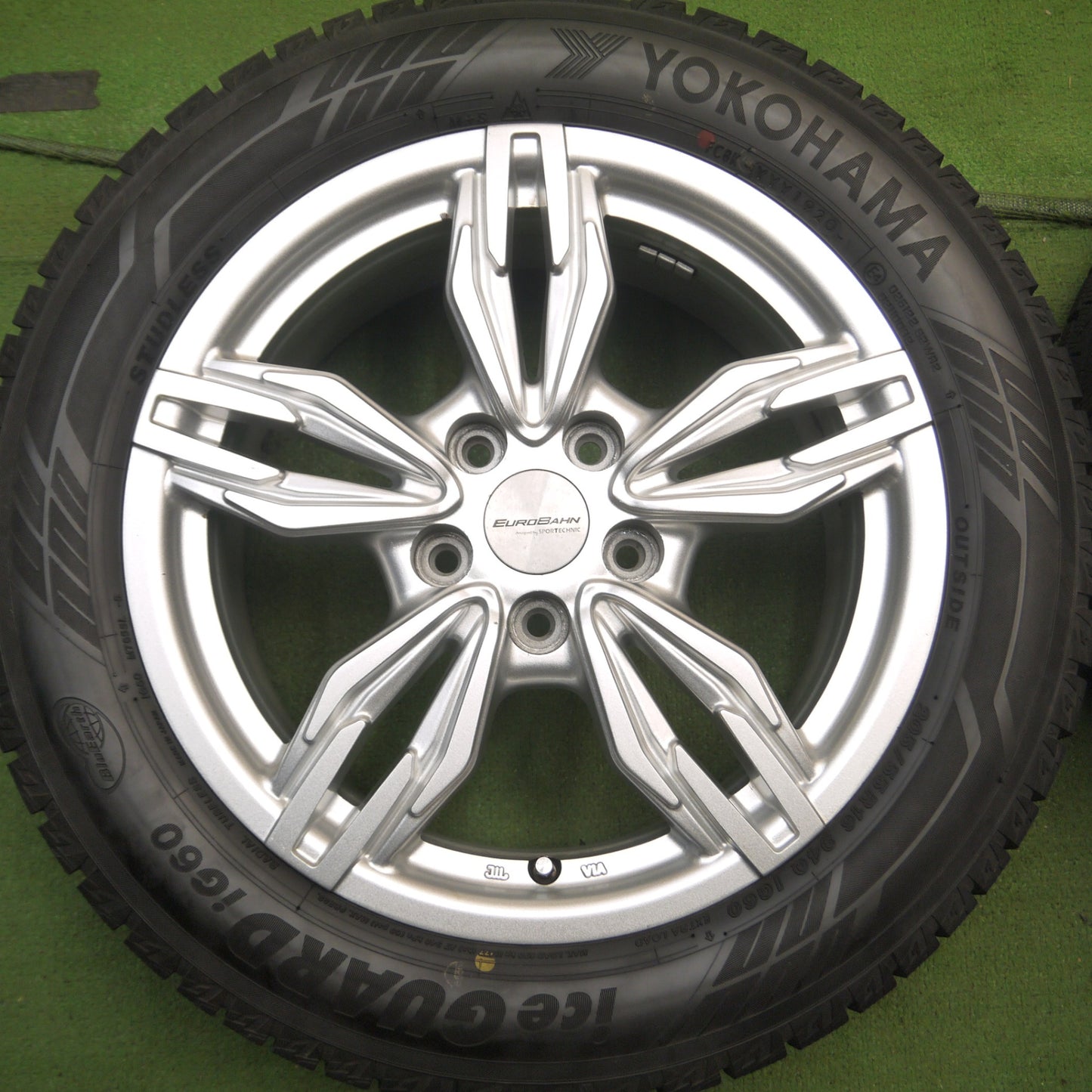 *送料無料* バリ溝！20年！キレイ！9.5分★ボルボ等 EUROBAHN SPORTECHNIC 205/55R16 スタッドレス ヨコハマ アイスガード iG60 PCD108/5H★4040903Hス