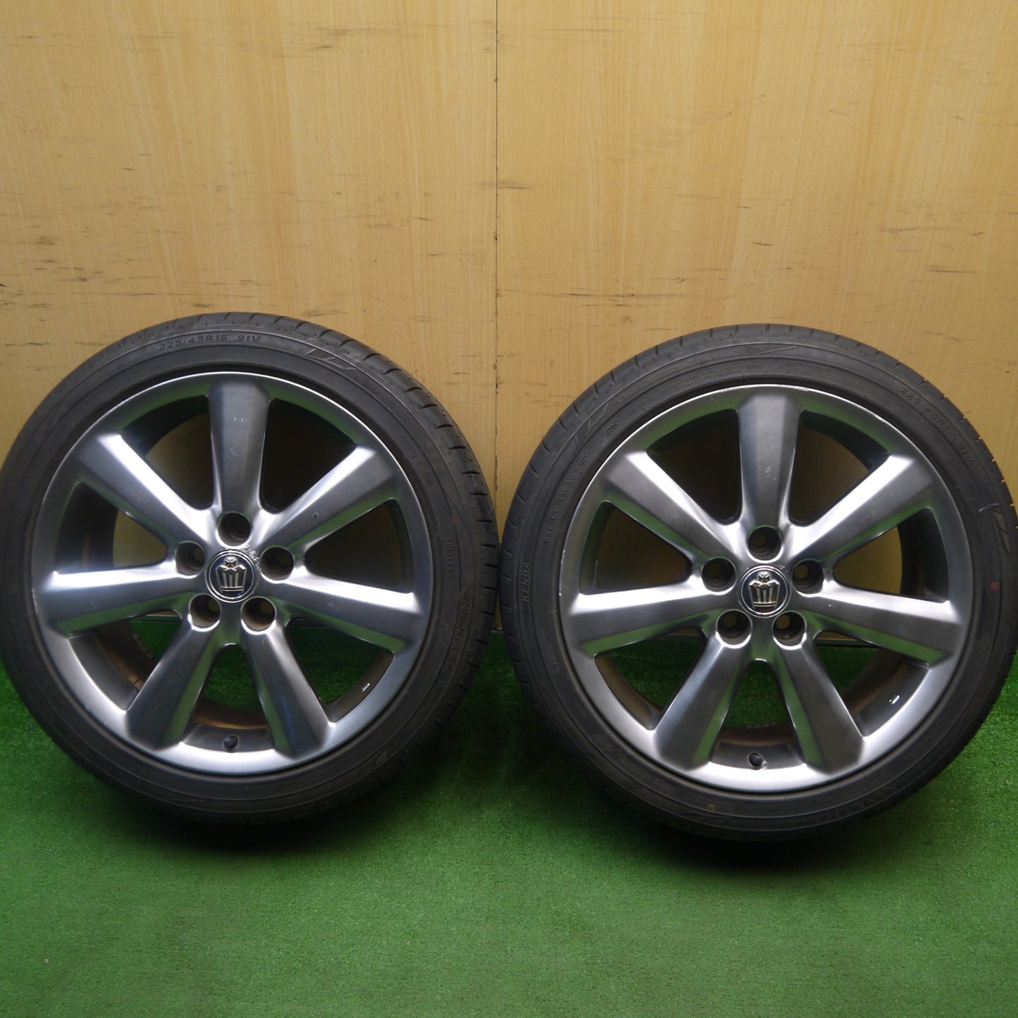バリ溝！9.5分！2本★トヨタ 180系 クラウン アスリート 純正 225/45R18 ケンダ KENETICA ECO 18インチ PCD114.3/5H★6022703Hノ