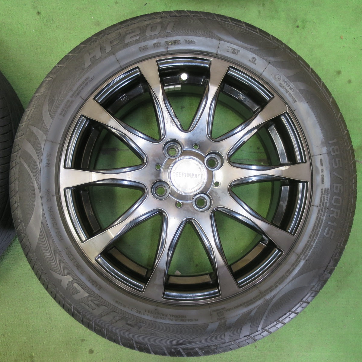バリ溝！キレイ！8.5分★185/60R15 DEEP IMPACT WZ-8 ハイフライ HF201 ディープ インパクト 15インチ PCD100/4H★5062006イノ
