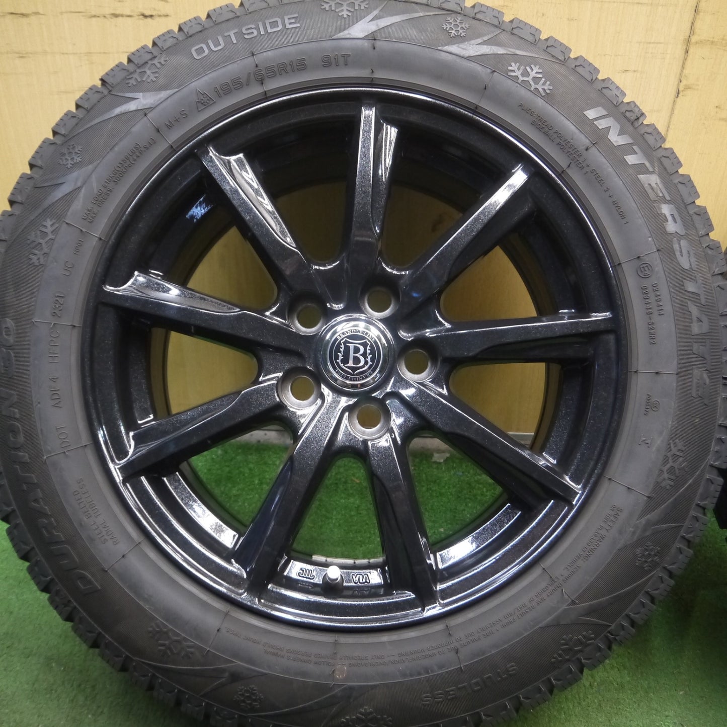 [送料無料] バリ溝！21年！キレイ！9分★BRANDLE-LINE 195/65R15 スタッドレス INTERSTATE DURATION 30 ブランドルライン インターステート 15インチ PCD100/5H★4030105Hス