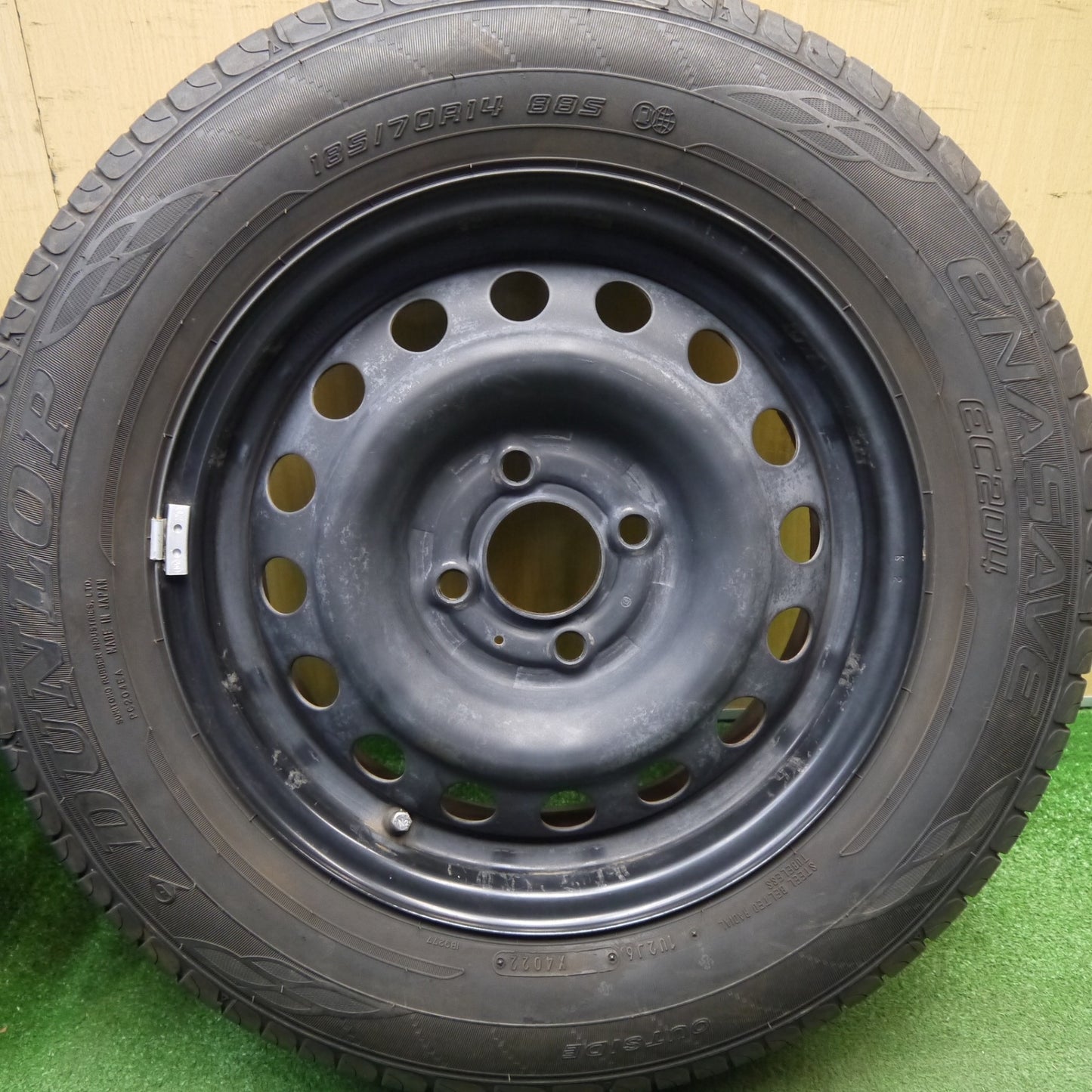 バリ溝！22年！9.5分★185/70R14 ダンロップ エナセーブ EC204 スチール ホイール 14インチ PCD100/4H★6032301Hノ
