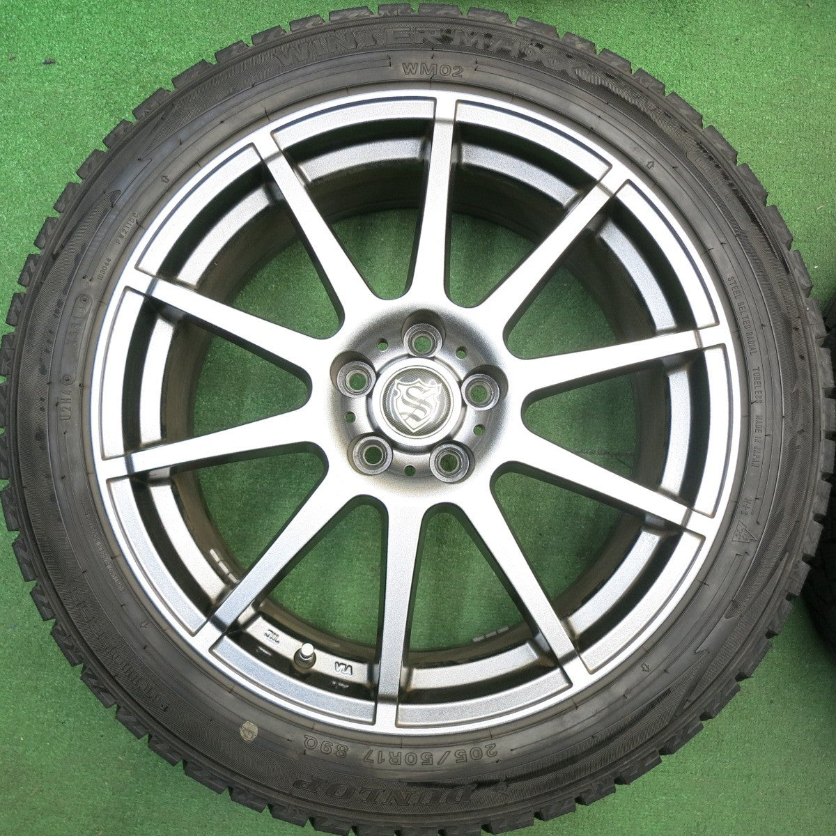 ほぼ未使用！キレイ★インプレッサ 等 205/50R17 スタッドレス ダンロップ ウインターマックス WM02 社外 アルミ 17インチ PCD100/5H★6021505HAス