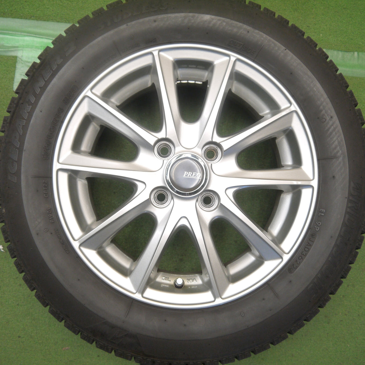 バリ溝！22年！キレイ！8.5分◎スタッドレス 175/65R14 ブリヂストン アイスパートナー2 PREO プレオ 14インチ PCD100/4H◎6091408Hス
