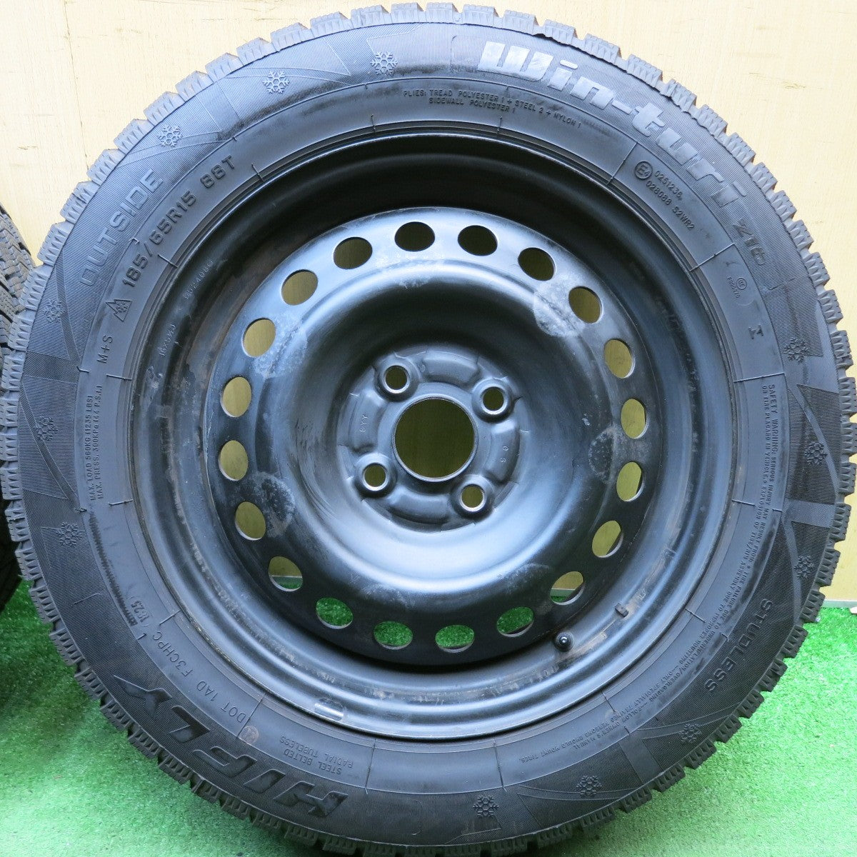 バリ溝！25年！ほぼ10分◎スタッドレス 185/65R15 ハイフライ Win-turi 216 スチール ホイール 15インチ PCD100/4H◎6080611HAス