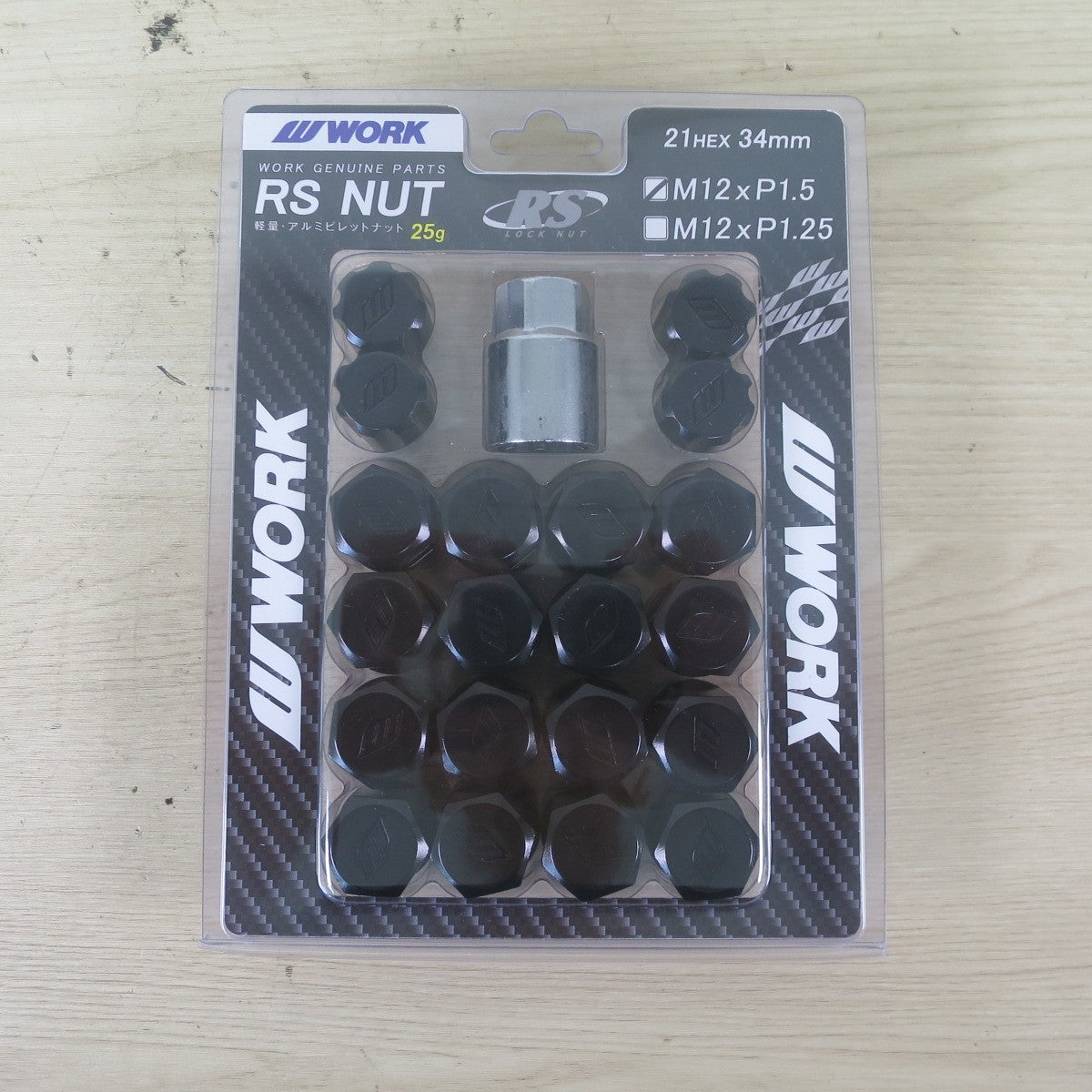 未使用♪WORK RS NUT ロック ナット セット M12×P1.5 21HEX 34mm ワーク 軽量 アルミ ビレット ナット 専用 ロック キー カー パーツ♪
