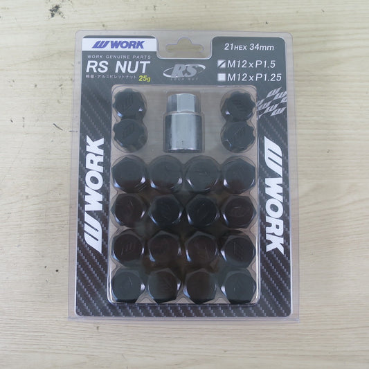 未使用♪WORK RS NUT ロック ナット セット M12×P1.5 21HEX 34mm ワーク 軽量 アルミ ビレット ナット 専用 ロック キー カー パーツ♪
