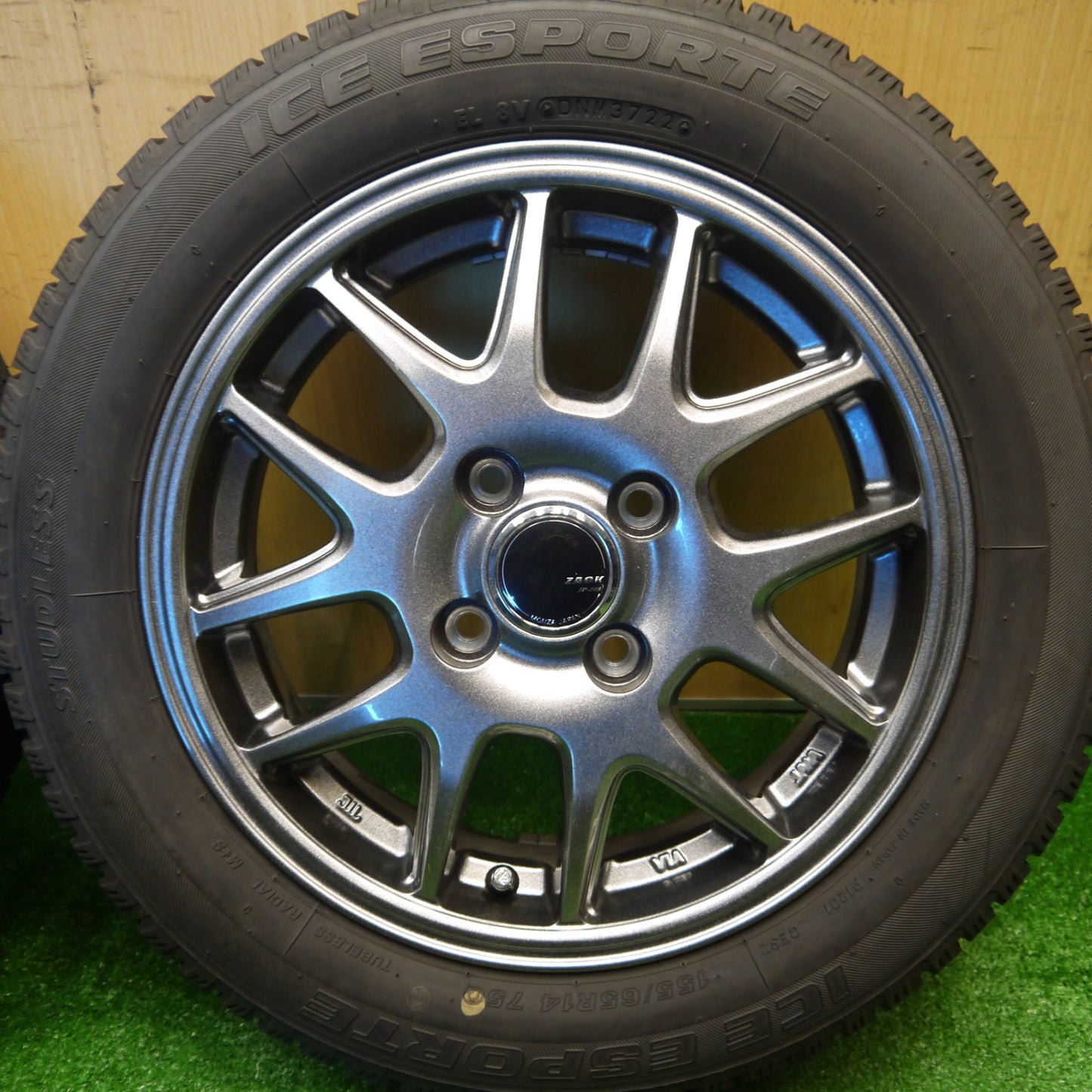バリ溝！22年！キレイ！ほぼ10分★スタッドレス 155/65R14 アイスエスポルテ ZACK JP-205 MONZA ザック モンツァ 14インチ PCD100/4H★5102908Hス