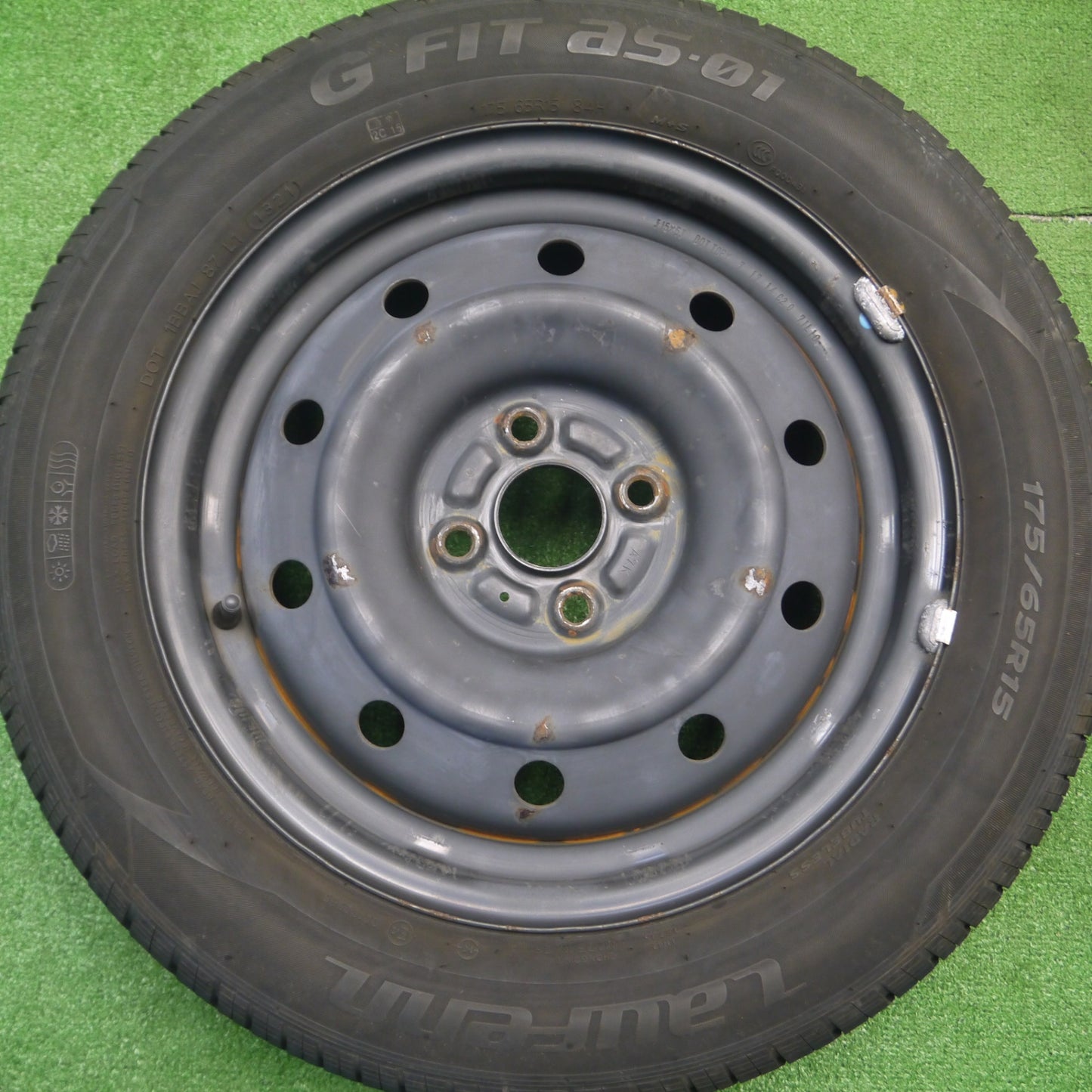 [送料無料] バリ溝！21年！8.5分★175/65R15 ラウフェン G FIT as-01 スチール ホイール 15インチ PCD100/4H★4103001Hノ