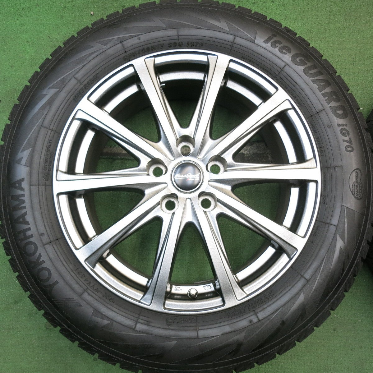 バリ溝！21年！キレイ！9.5分以上★スタッドレス 225/60R17 ヨコハマ アイスガード iG70 EuroSpeed MANARAY SPORT ユーロスピード マナレイ 17インチ PCD114.3/5H★5082401HAス