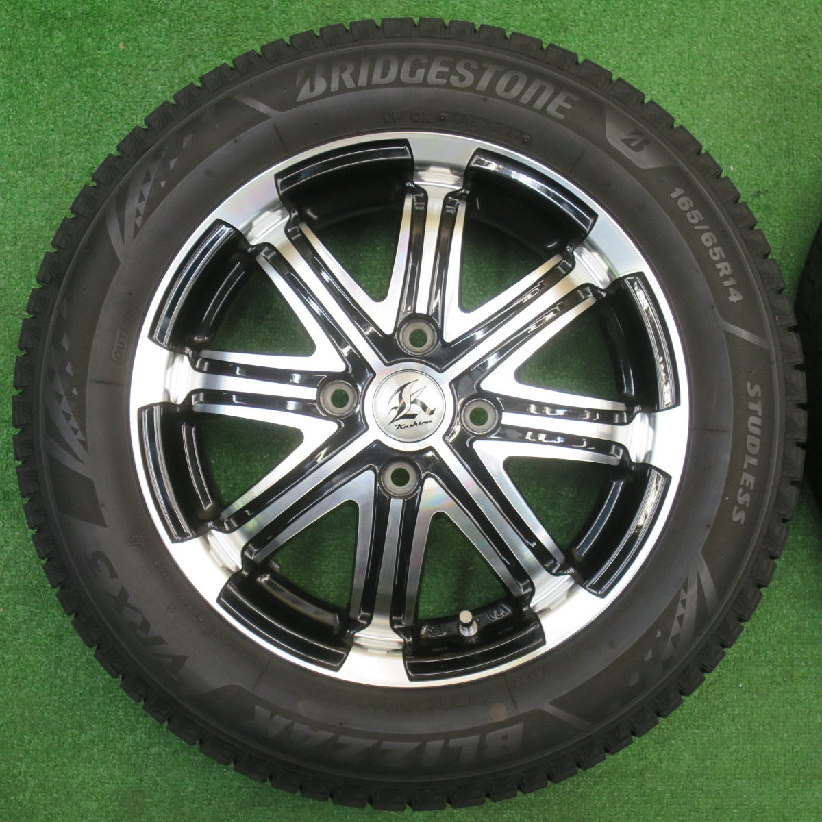 バリ溝！22年！キレイ！9分★スタッドレス 165/65R14 ブリヂストン ブリザック VRX3 Kashina V1 カシーナ 14インチ ハスラー ソリオ 等 PCD100/4H★5110407NJス