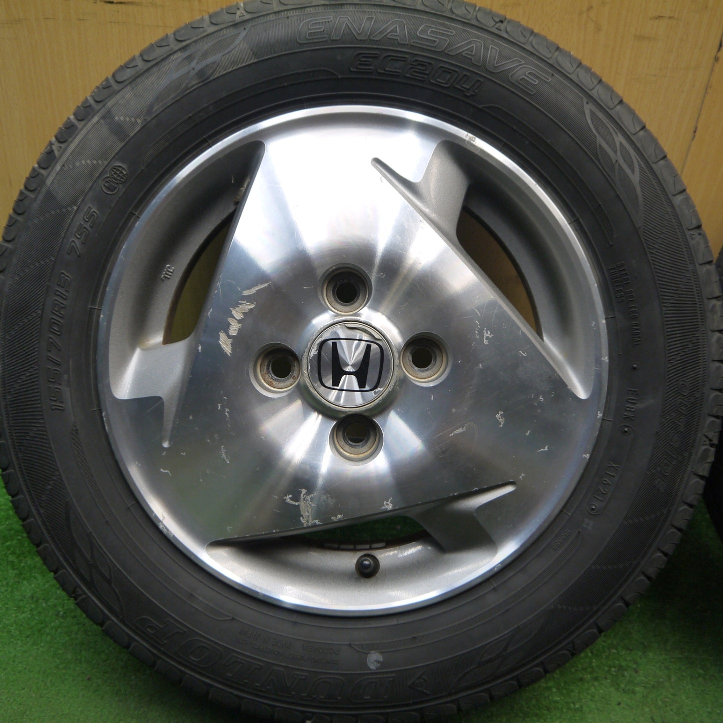 4本価格！21年★ホンダ バモス 純正 155/70R13 ダンロップ エナセーブ EC204 13インチ PCD100/4H★5080107Hノ