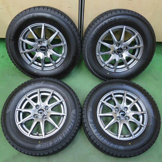 バリ溝！23年！キレイ！ほぼ10分★スタッドレス 185/70R14 プラクティバ アイス BP02 ヨコハマ製 SCHNEIDER MiD シュナイダー 14インチ PCD100/4H★5092009イス