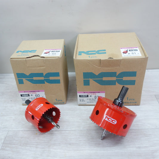 [送料無料] 2点セット☆NCC ニコテック バイメタル ホールソー H-BM Φ81mm HBM Φ60mm 3.2mm 鋼板 ステンレス板 アルミ板 塩ビ板等 ホルソー☆