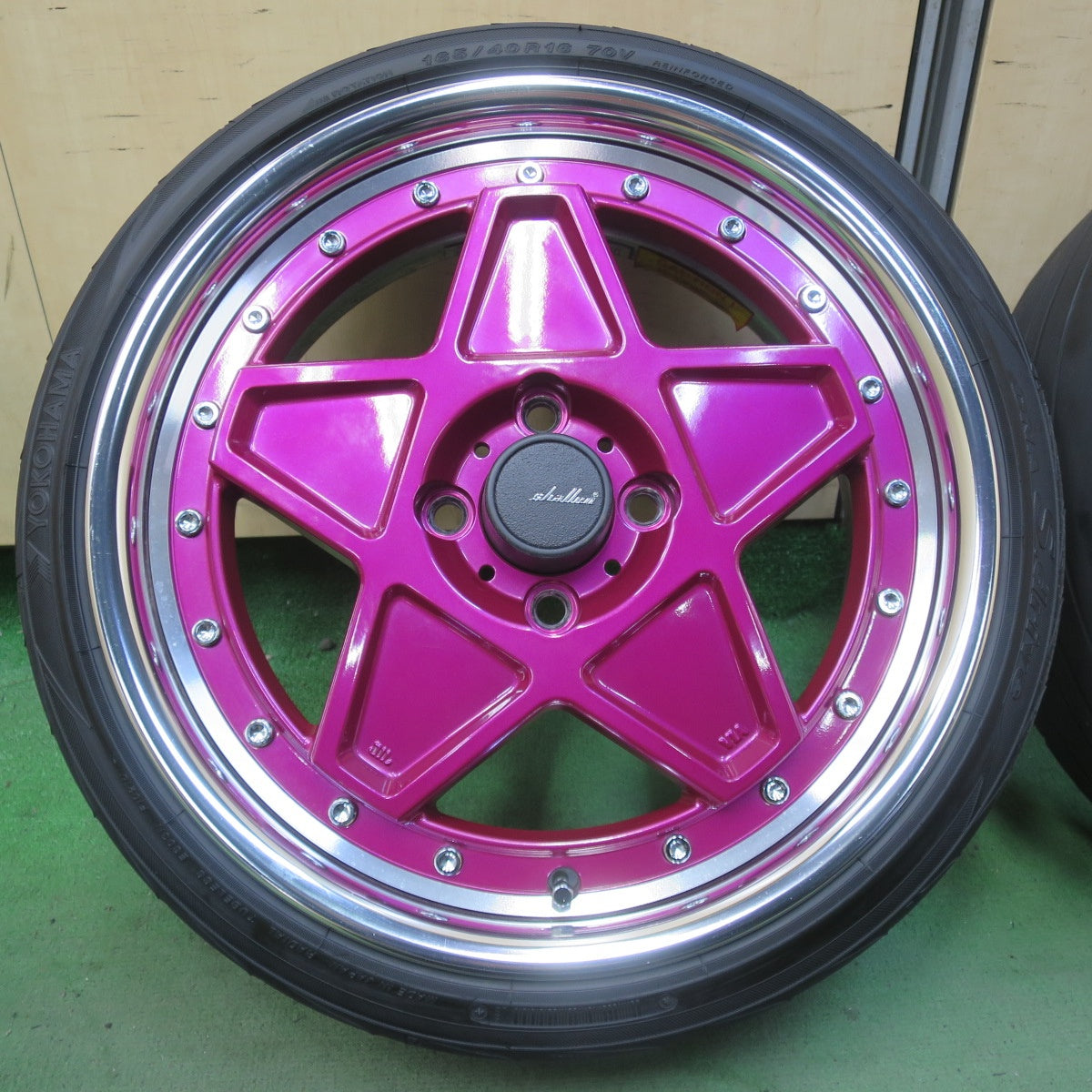 キレイ！24年★shallen オールドスクールスタイル STAR ENKEI 165/40R16 ヨコハマ DNA S.drive シャレン スター エンケイ 16インチ PCD100/4H★6042103イノ