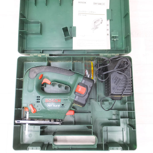 [送料無料] ◆ボッシュ BOSCH バッテリー ジグソー PST 14.4V ケース 充電器 付き 切断機 電気 のこぎり 木工 電動 工具◆