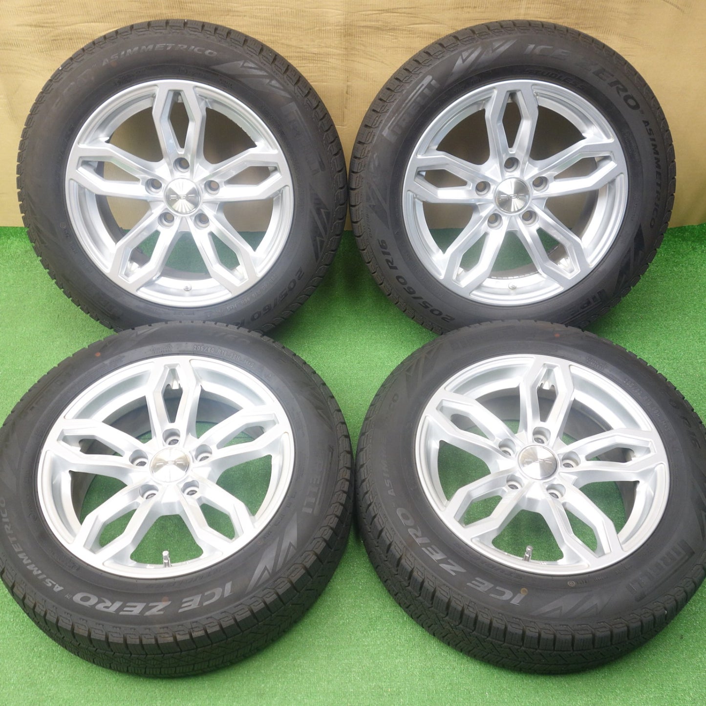 バリ溝！24年！キレイ！9分◎BMW 等 AGA Welt 205/60R16 スタッドレス ピレリ アイスゼロ アシンメトリコ ヴェルト 16インチ PCD120/5H◎6062005KTス