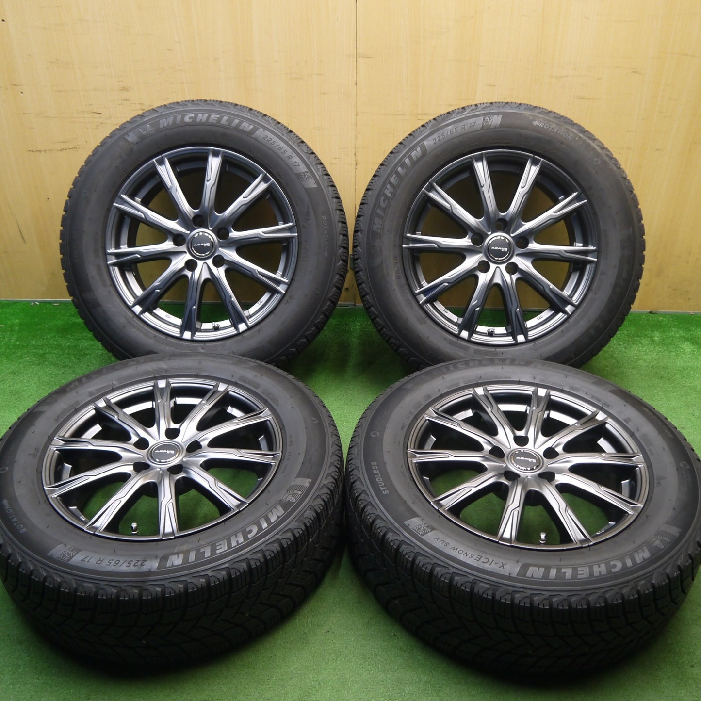 バリ溝！キレイ！9分★スタッドレス 225/65R17 ミシュラン X-ICE SNOW SUV AZANE E-10 アザーネ 17インチ PCD114.3/5H★6040101Hス