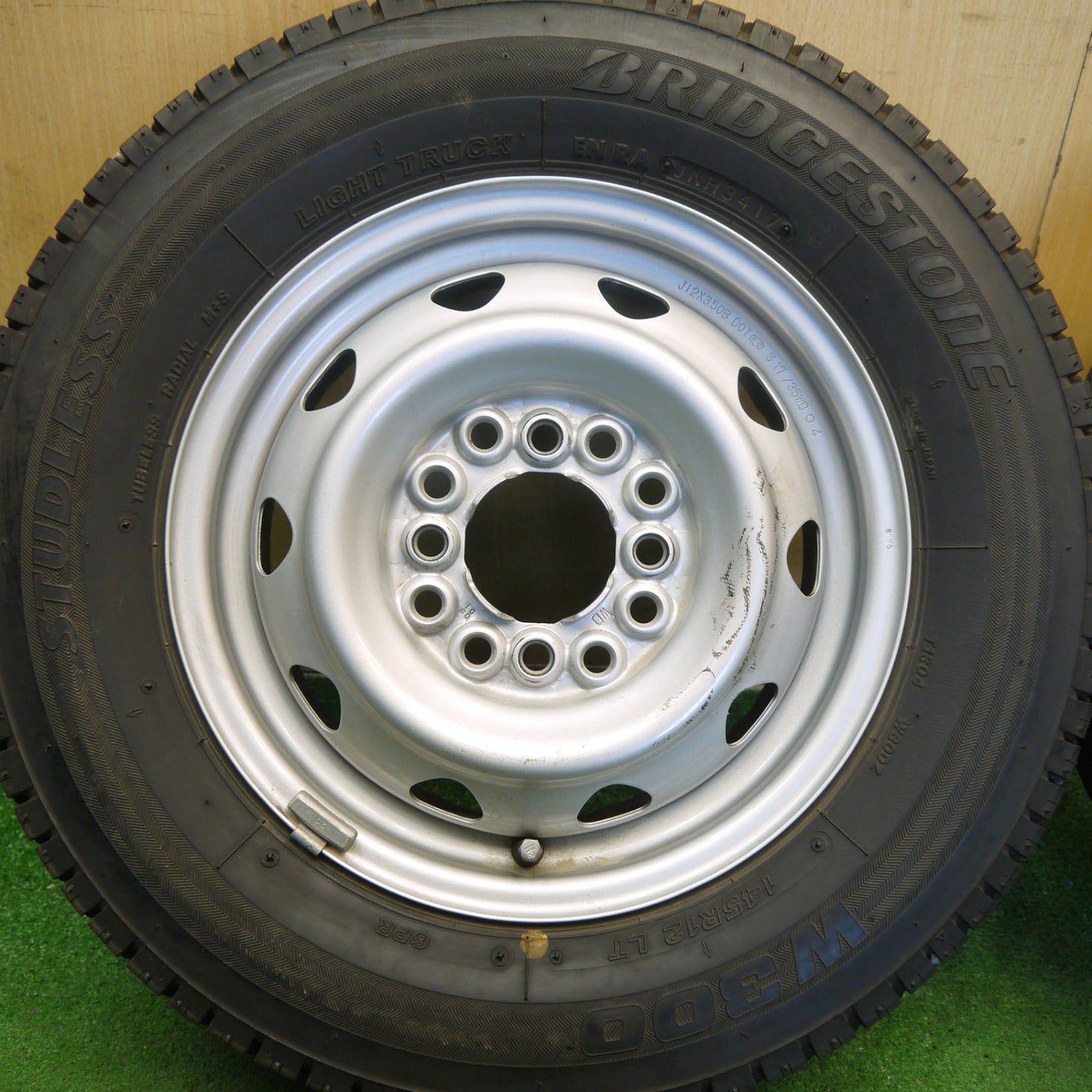 4本価格◎スタッドレス 145R12 6PR ブリヂストン W300 スチール ホイール 12インチ PCD100 110 114.3/4H マルチ◎6072908Hス