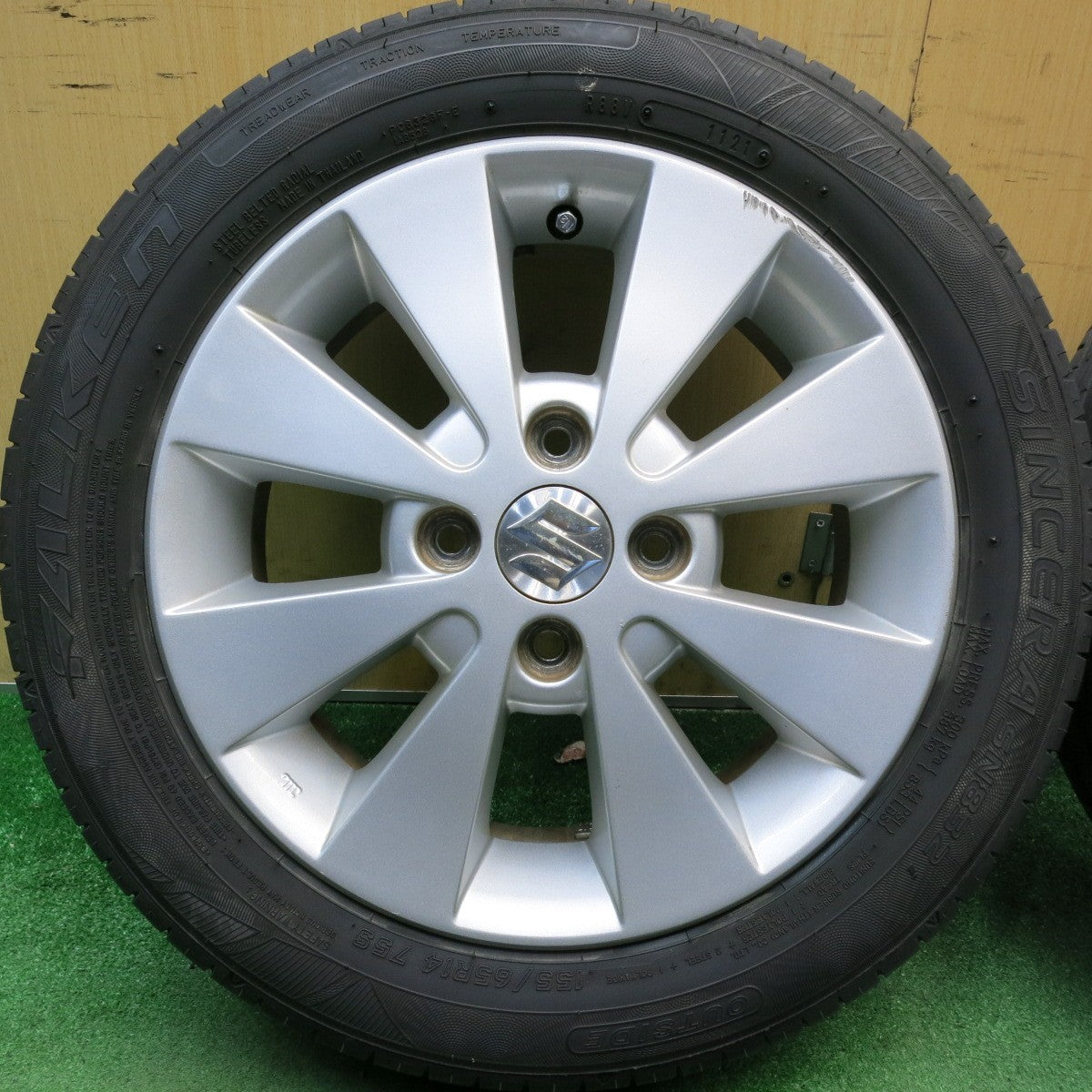 バリ溝！8.5分★スズキ ワゴンR 純正 155/65R14 ファルケン シンセラ SN832i 14インチ PCD100/4H★6050606HAノ