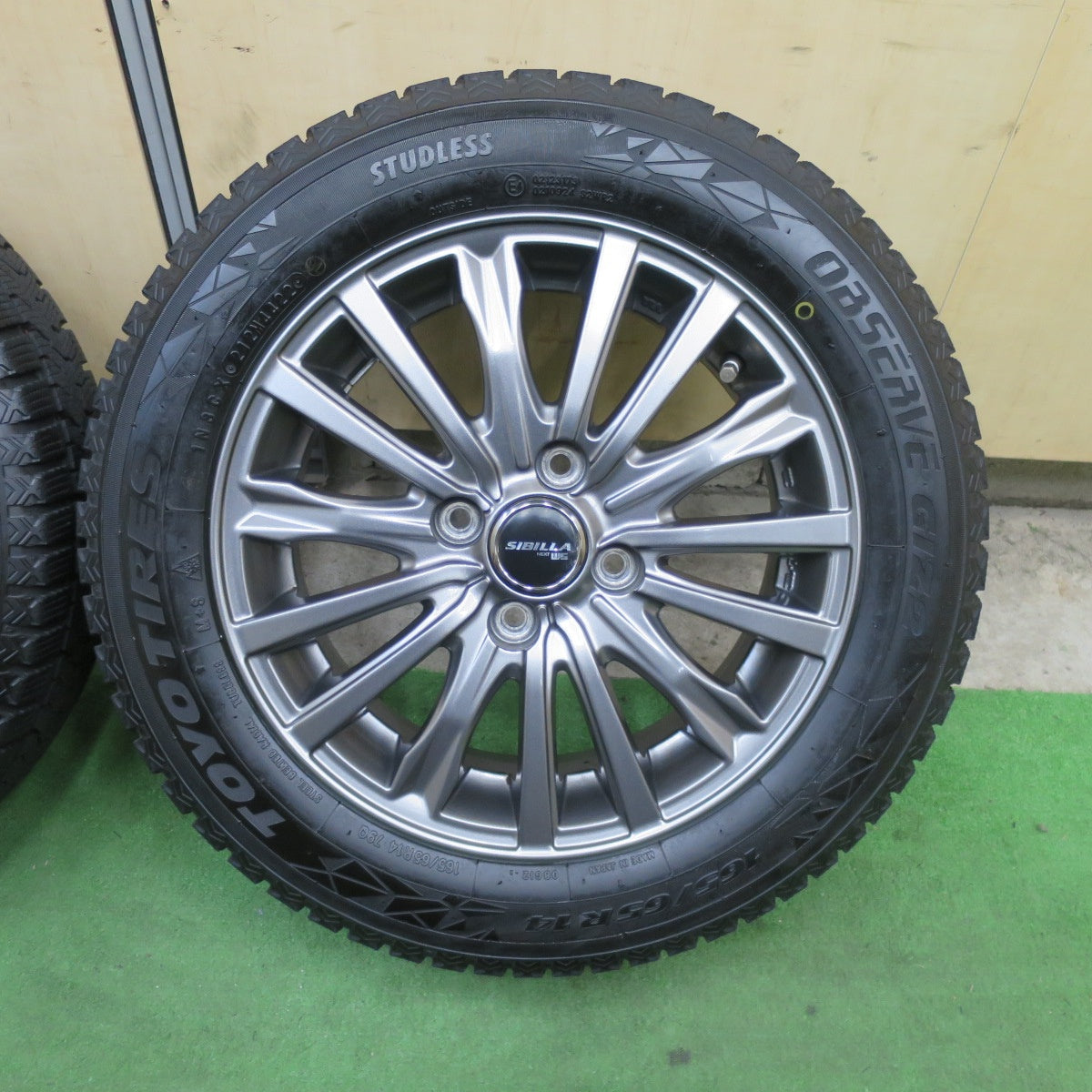 バリ溝！22年！キレイ！9分★スタッドレス 165/65R14 トーヨー オブザーブ GIZ2 SIBILLA NEXT W5 シビラ 14インチ PCD100/4H★6021103TTス