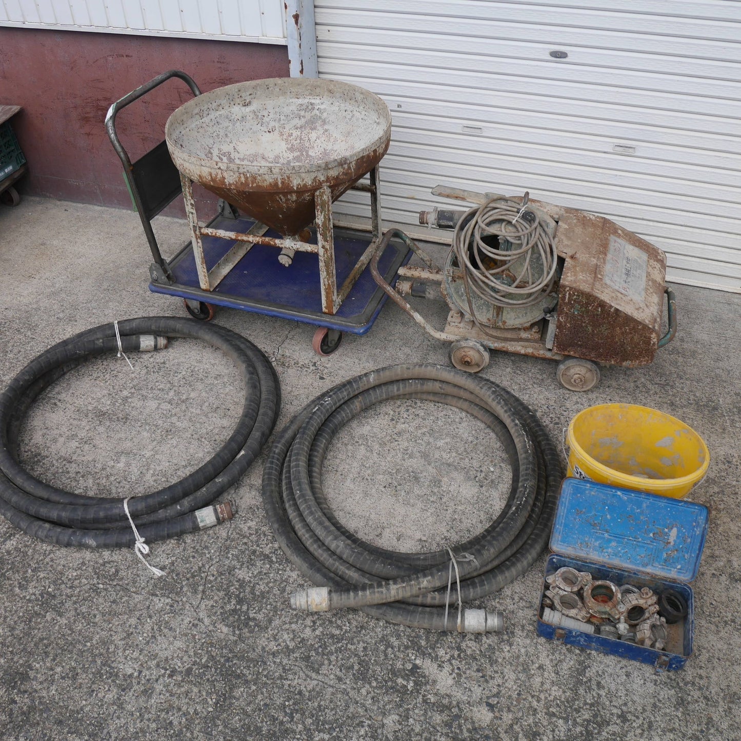 【岐阜発 直接引取限定】付属品付き☆大一 モルタル ポンプ 形式 不明 ホース ホッパー付き 生 コンクリート かくはん 撹拌 機 土方 建築 現状品☆