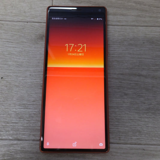 [送料無料] 美品★ソニー SONY エクスペリア エイト Xperia8 SOV42 オレンジ 64GB　キャリア au 判定〇 SIMフリー★
