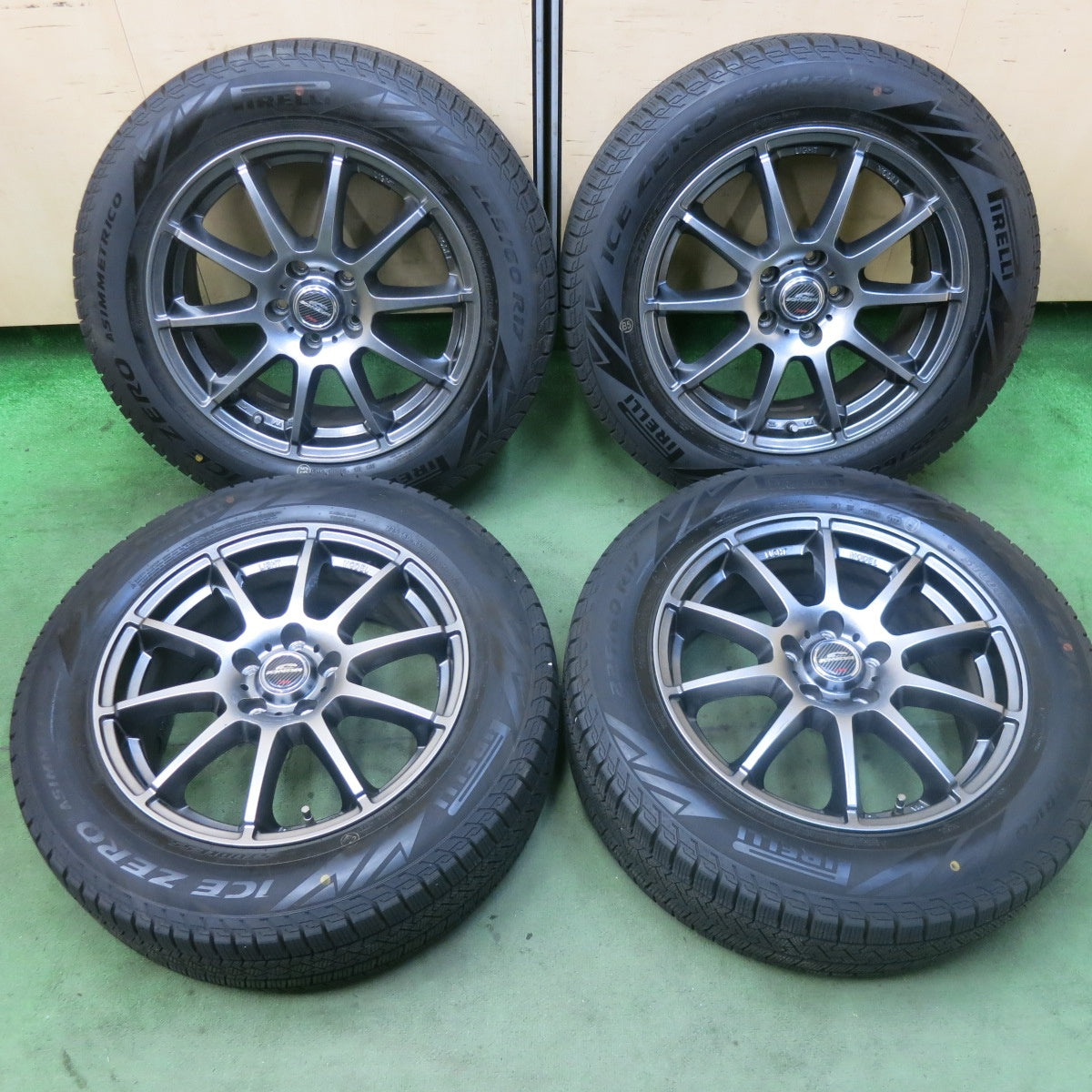 バリ溝！23年！キレイ！9.5分★スタッドレス 225/60R17 ピレリ アイスゼロ アシンメトリコ SCHNEIDER シュナイダー 17インチ PCD114.3/5H★5112104SKス