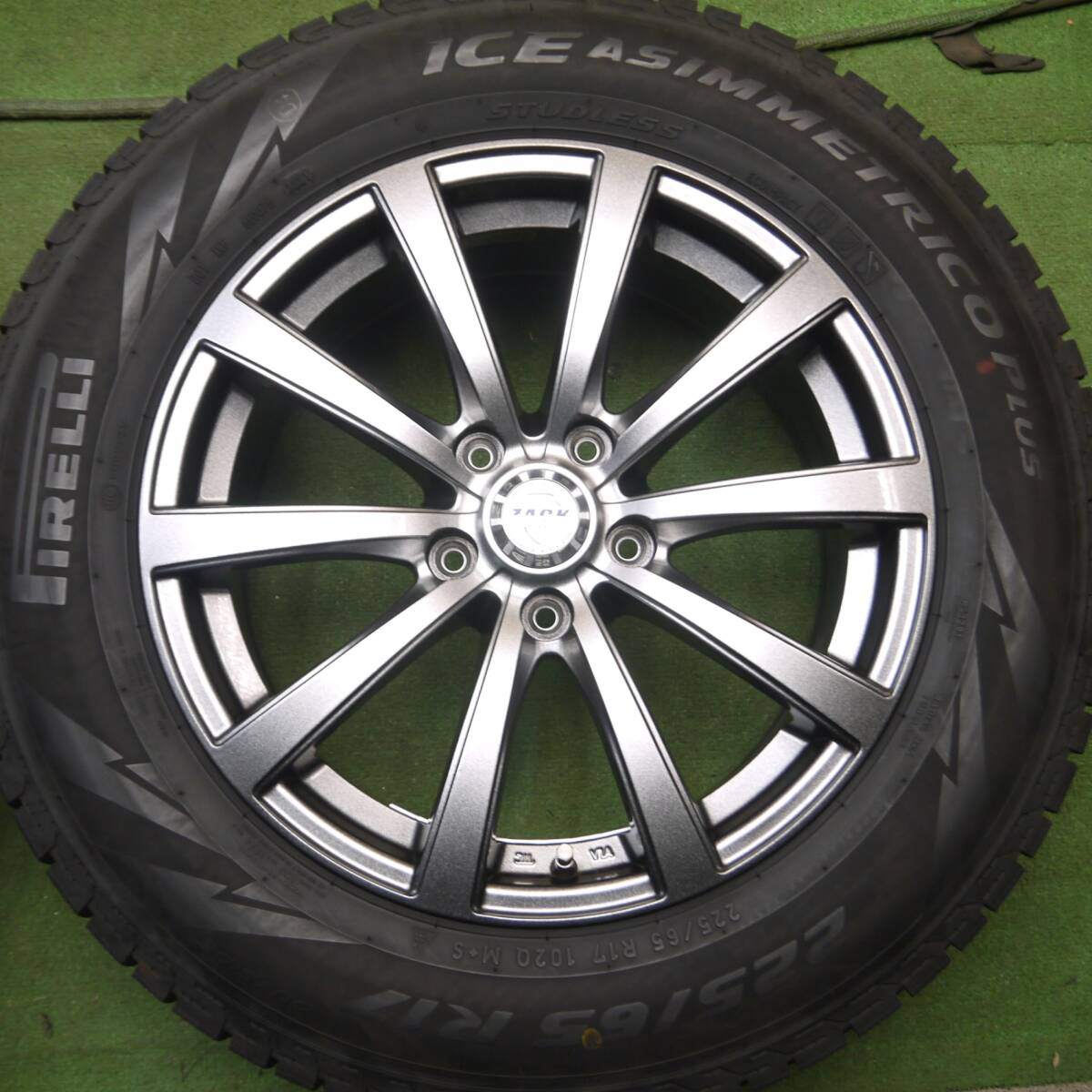 バリ溝 21年 綺麗 8.5分★スタッドレス 225/65R17 ピレリ アイスアシンメトリコ プラス ZACK JP-110 PCD114.3/5H★4060710Hス