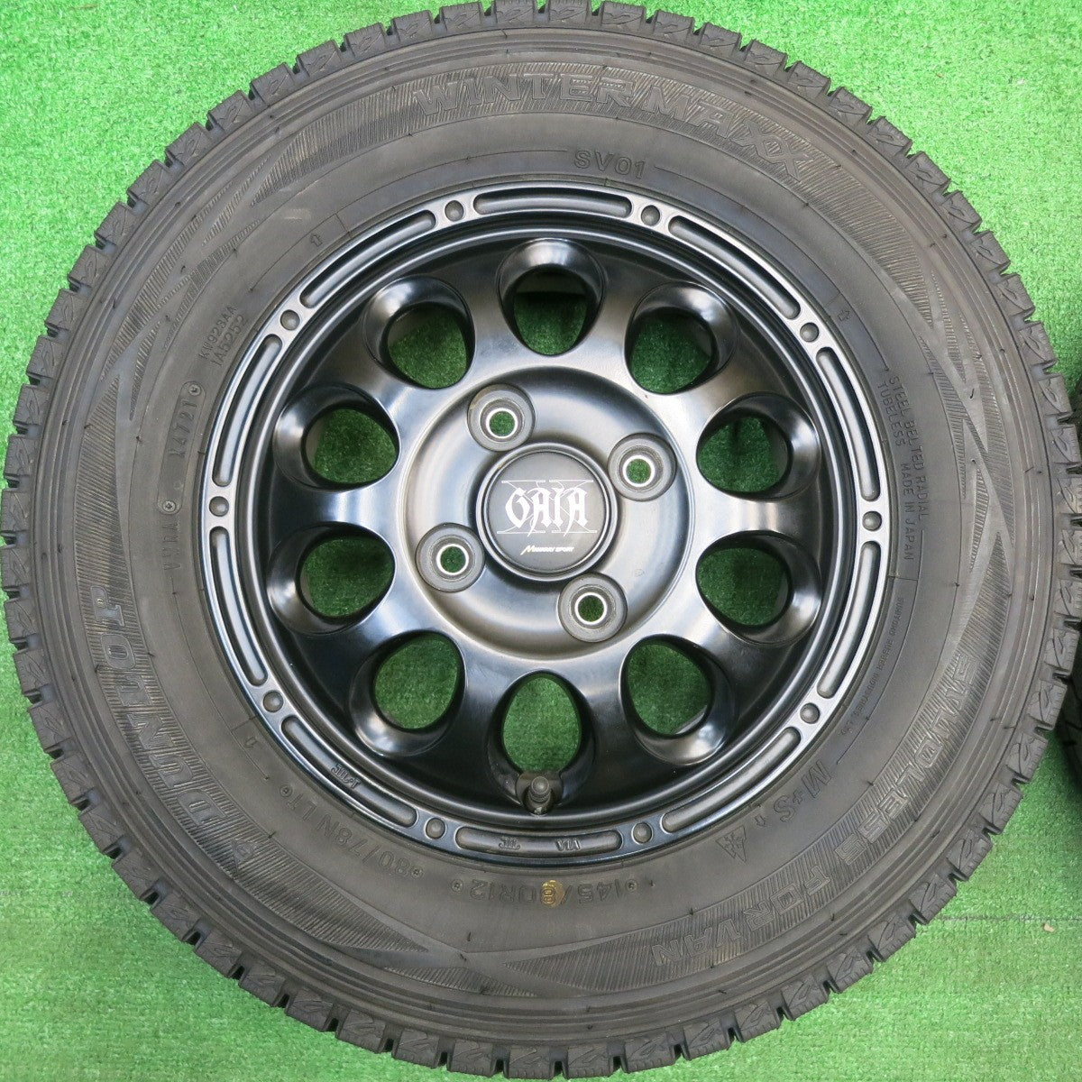 ほぼ未使用！21年★スタッドレス 145/80R12 80/78N ダンロップ ウインターマックス SV01 GAIA MANARAY SPORT ガイア マナレイ スポーツ 12インチ PCD100/4H★5112905HAス