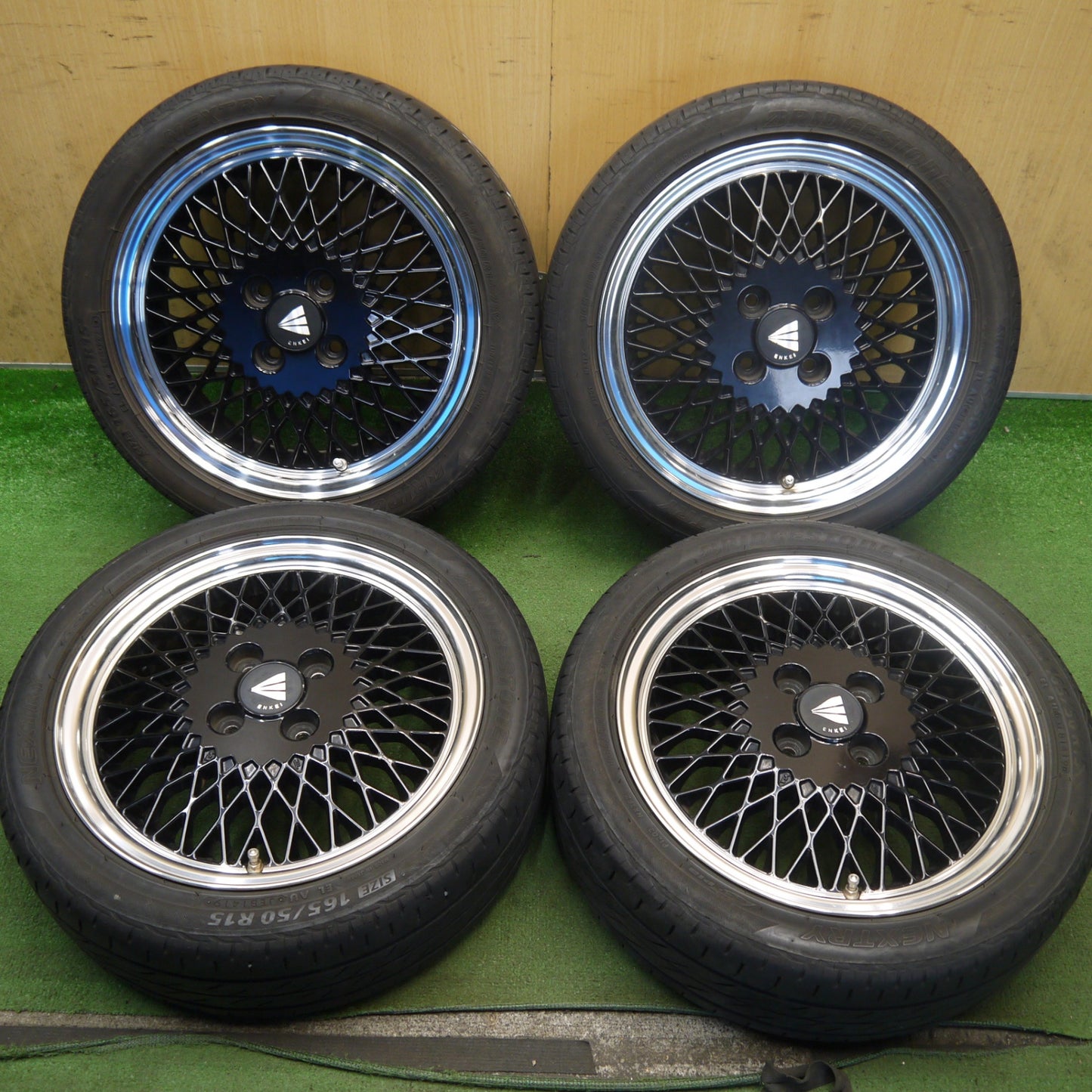 キレイ◎165/50R15 ブリヂストン ネクストリー エコピア ENKEI 92 エンケイ 15インチ PCD100/4H◎6081202Hノ
