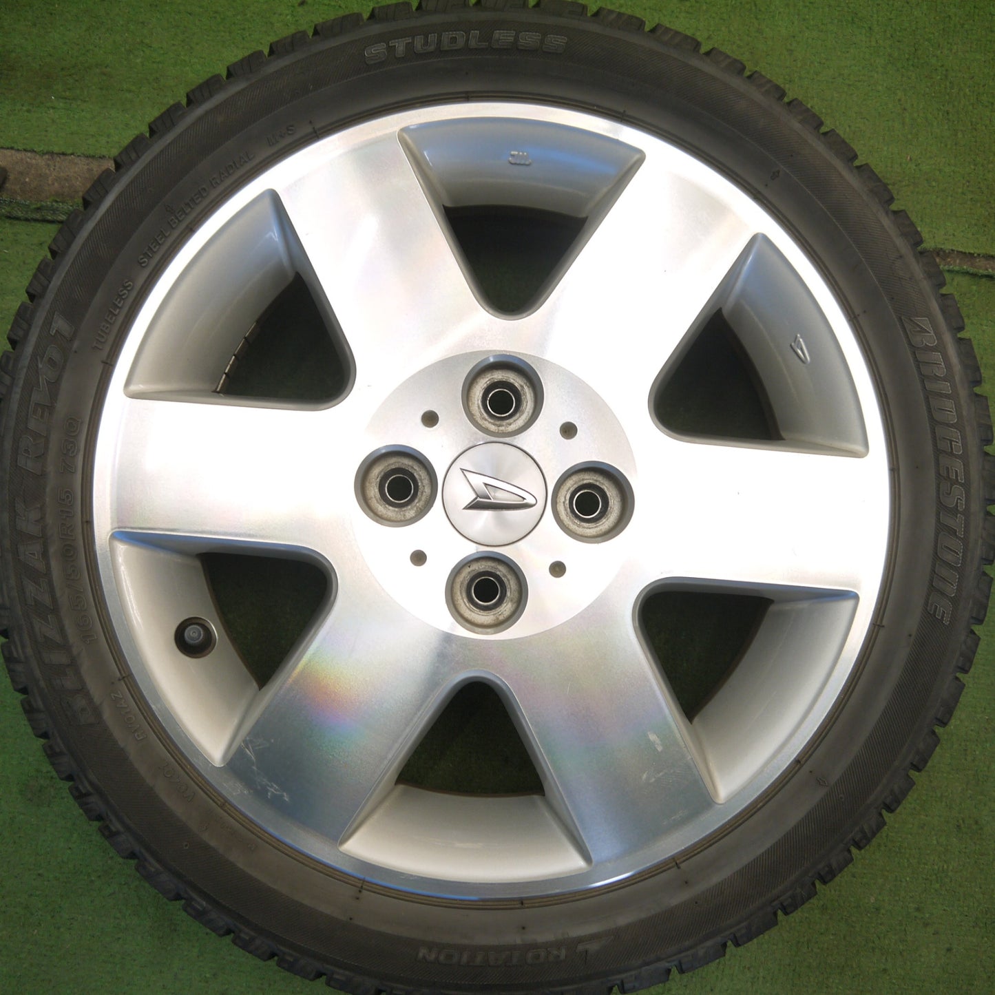 4本価格◎ダイハツ L880K コペン 純正 165/50R15 スタッドレス ブリヂストン ブリザック REVO1 15インチ PCD100/4H◎6070706Hス