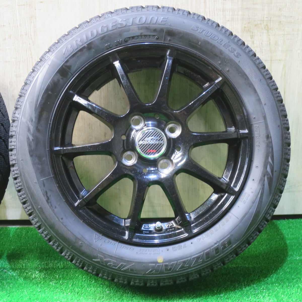 バリ溝！キレイ！9分★スタッドレス 155/65R14 ブリヂストン ブリザック VRX SCHNEIDER シュナイダー 14インチ PCD100/4H★5101102NJス