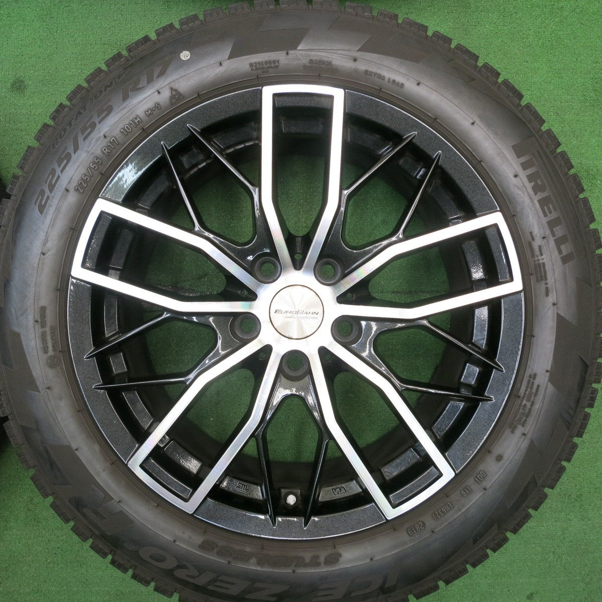 バリ溝！9.5分★BMW MINI 等 EUROBAHN SPORTECHNIC 225/55R17 スタッドレス ピレリ アイスゼロ R ユーロバーン スポーツテクニック PCD112/5H★5052003TNス
