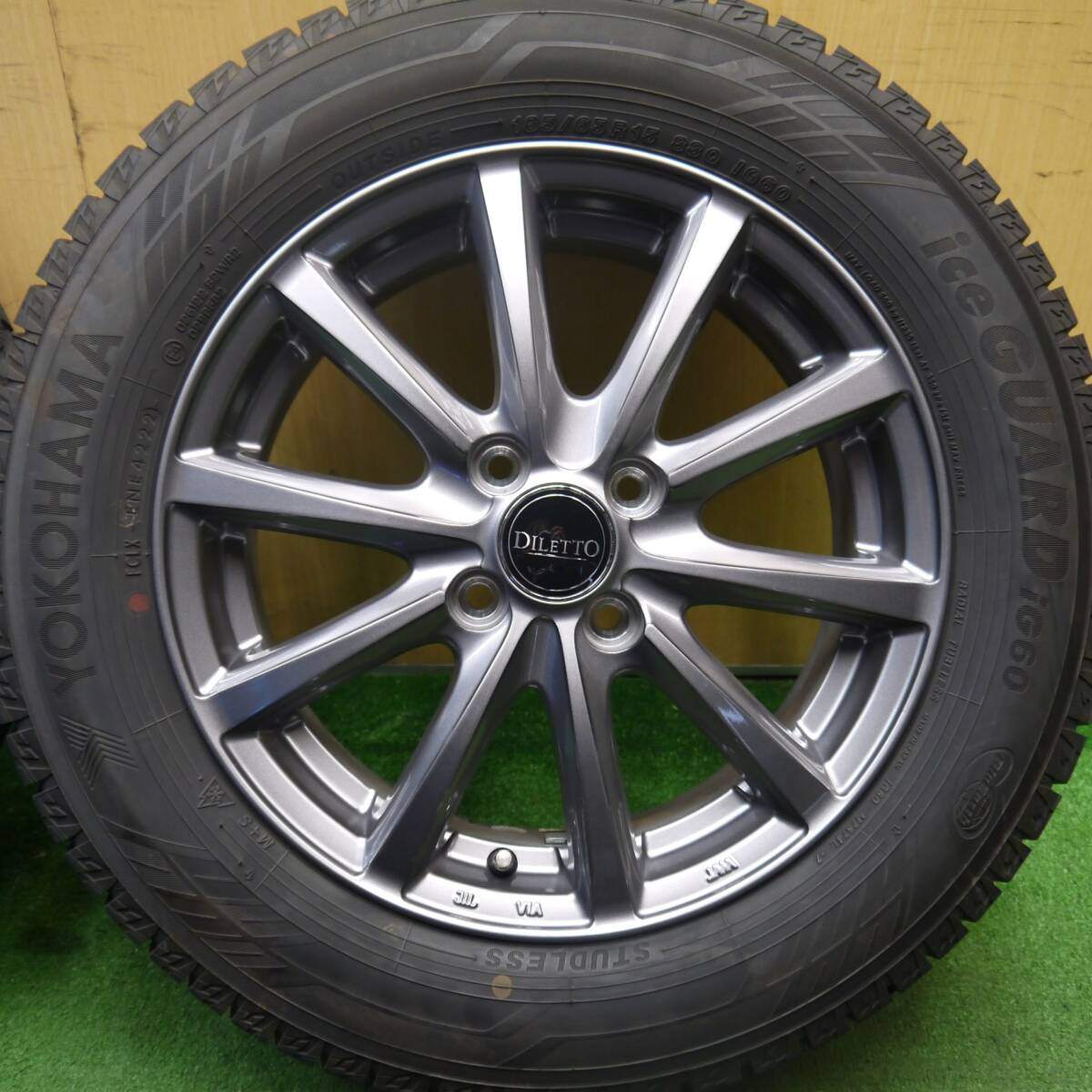 バリ溝！22年！キレイ！9.5分★スタッドレス 185/65R15 ヨコハマ アイスガード iG60 DILETTO ディレット 15インチ PCD100/4H★5033105Hス