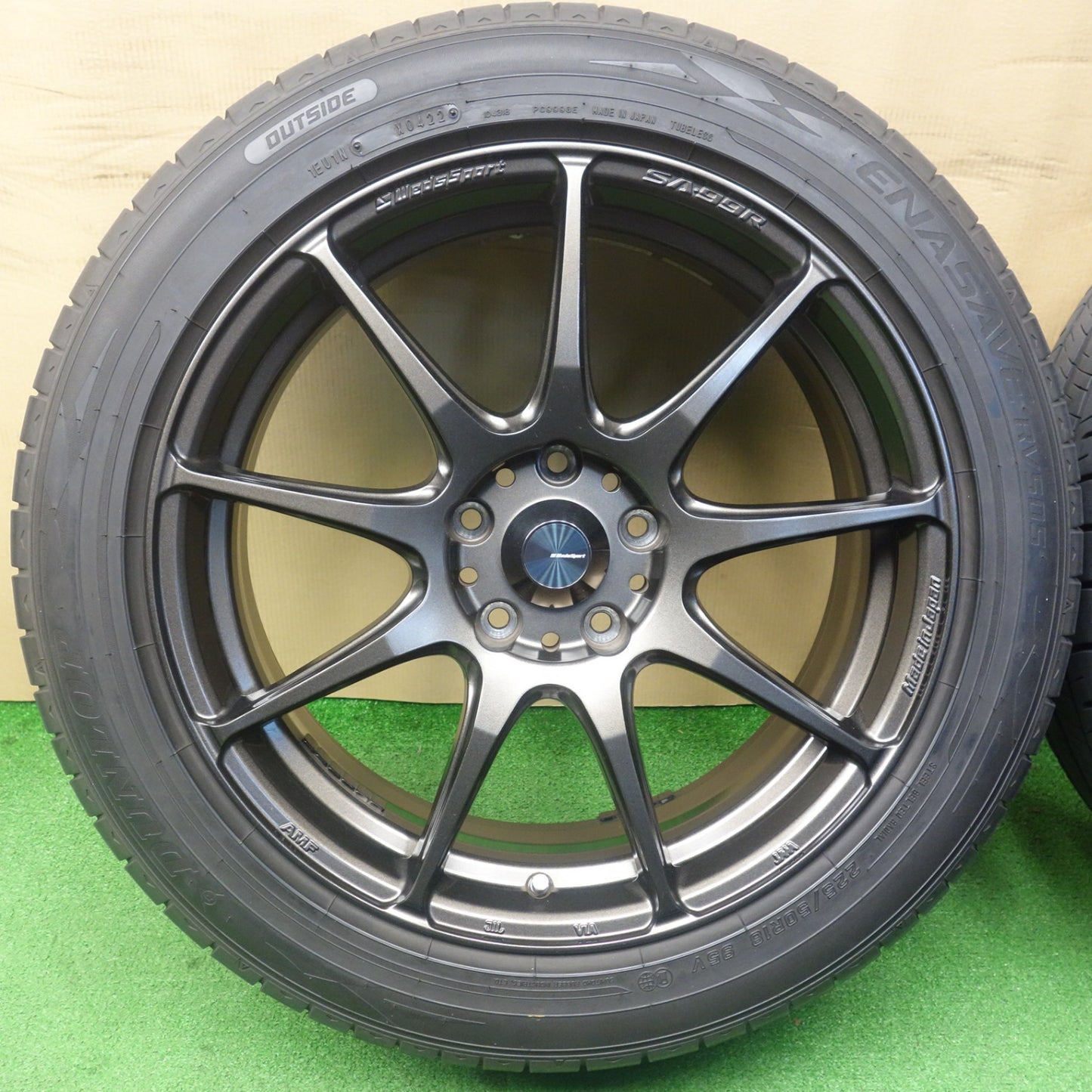 バリ溝！キレイ！9.5分★WedsSport SA-99R 225/50R18 ダンロップ エナセーブ RV505 ウェッズスポーツ 18インチ PCD114.3/5H★6041202KTノ
