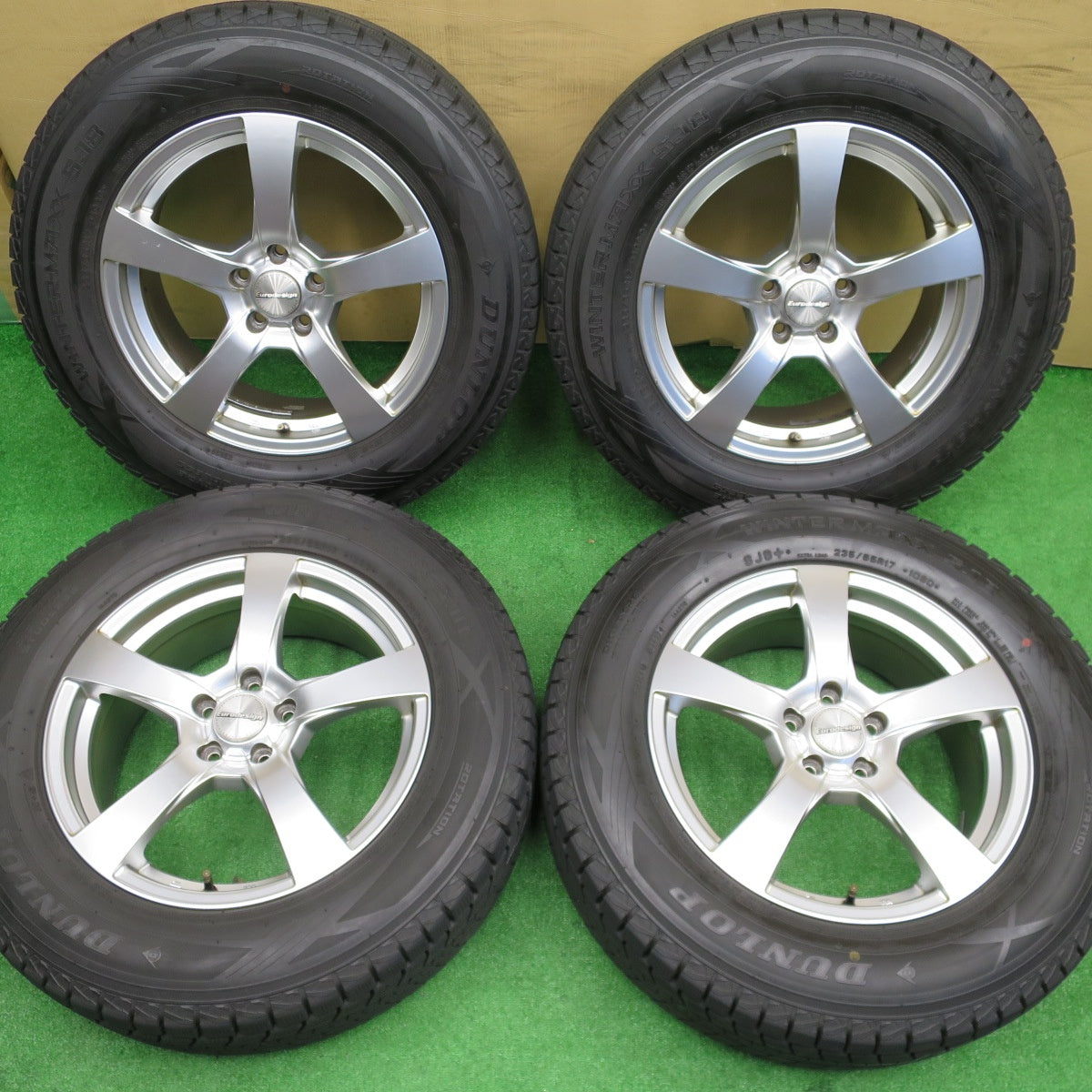 バリ溝！22年！9.5分★ボルボ XC90 等 Eurodesign V5 type 235/65R17 スタッドレス ダンロップ ウインターマックス SJ8 SJ8+ ユーロデザイン V5タイプ 17インチ PCD108/5H★6010501NKス