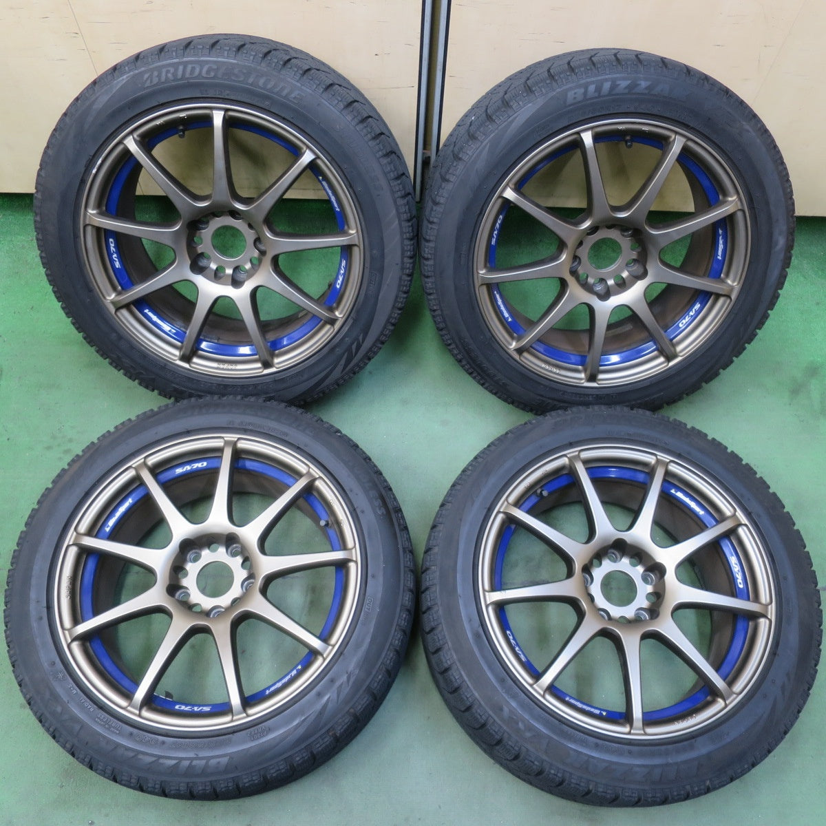 センサー付★ＷedsSport SA-70 225/50R17 スタッドレス ブリヂストン ブリザック VRX ウェッズスポーツ 17インチ PCD114.3/5H★6041106イス