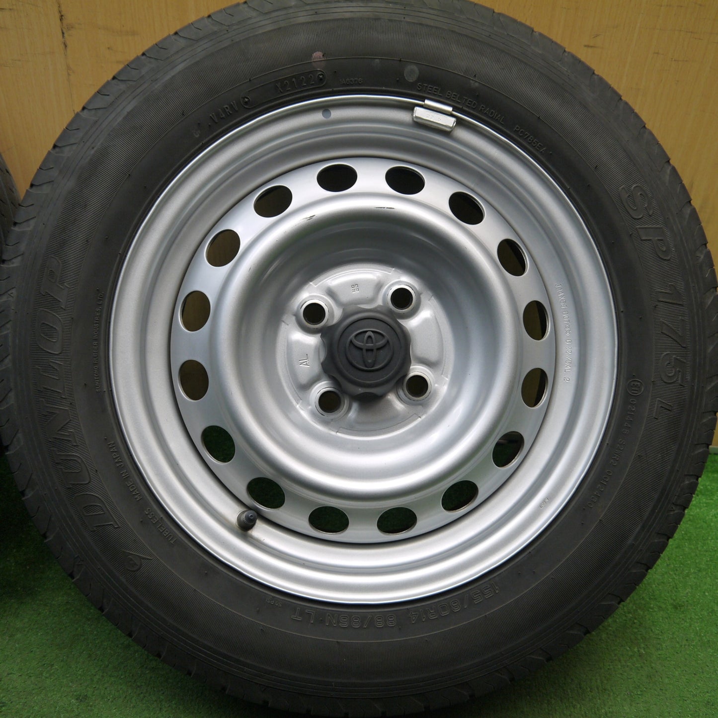 キレイ！22年★トヨタ サクシード プロボックス 等 純正 スチール 155/80R14 88/86N ダンロップ SP175L 14インチ PCD100/4H★5053005Hノ