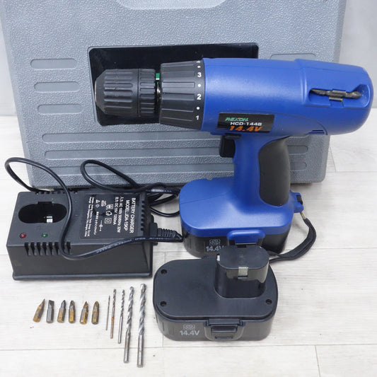 [送料無料] バッテリー2個！付属品付き◆REXON. レクソン コードレス ドリルドライバー HCD-144B 電動 工具 充電式 14.4V 充電器 ジャンク品◆